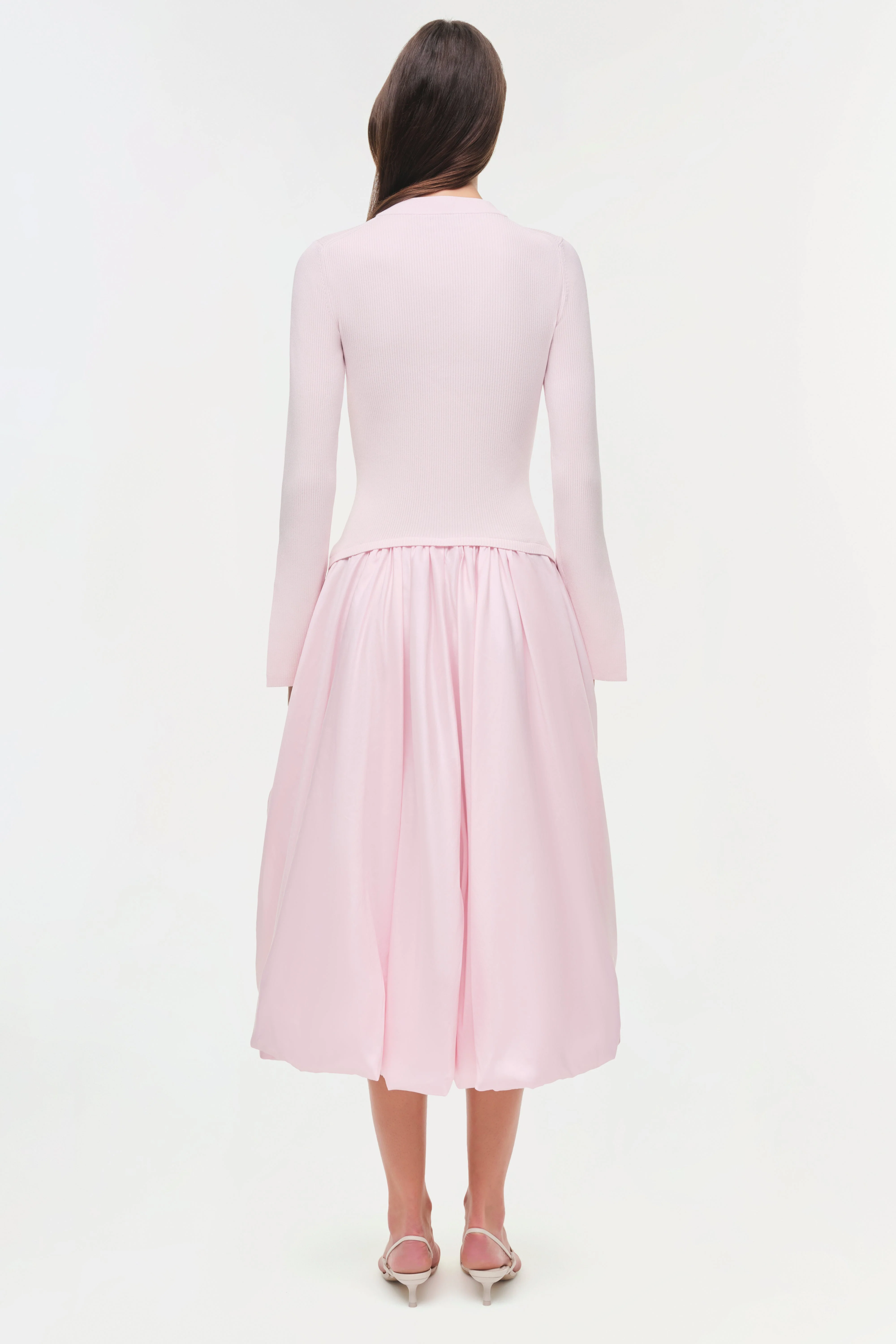 Womens | Kenlie Taffeta Knit Midi Dress | Blush - Image 5