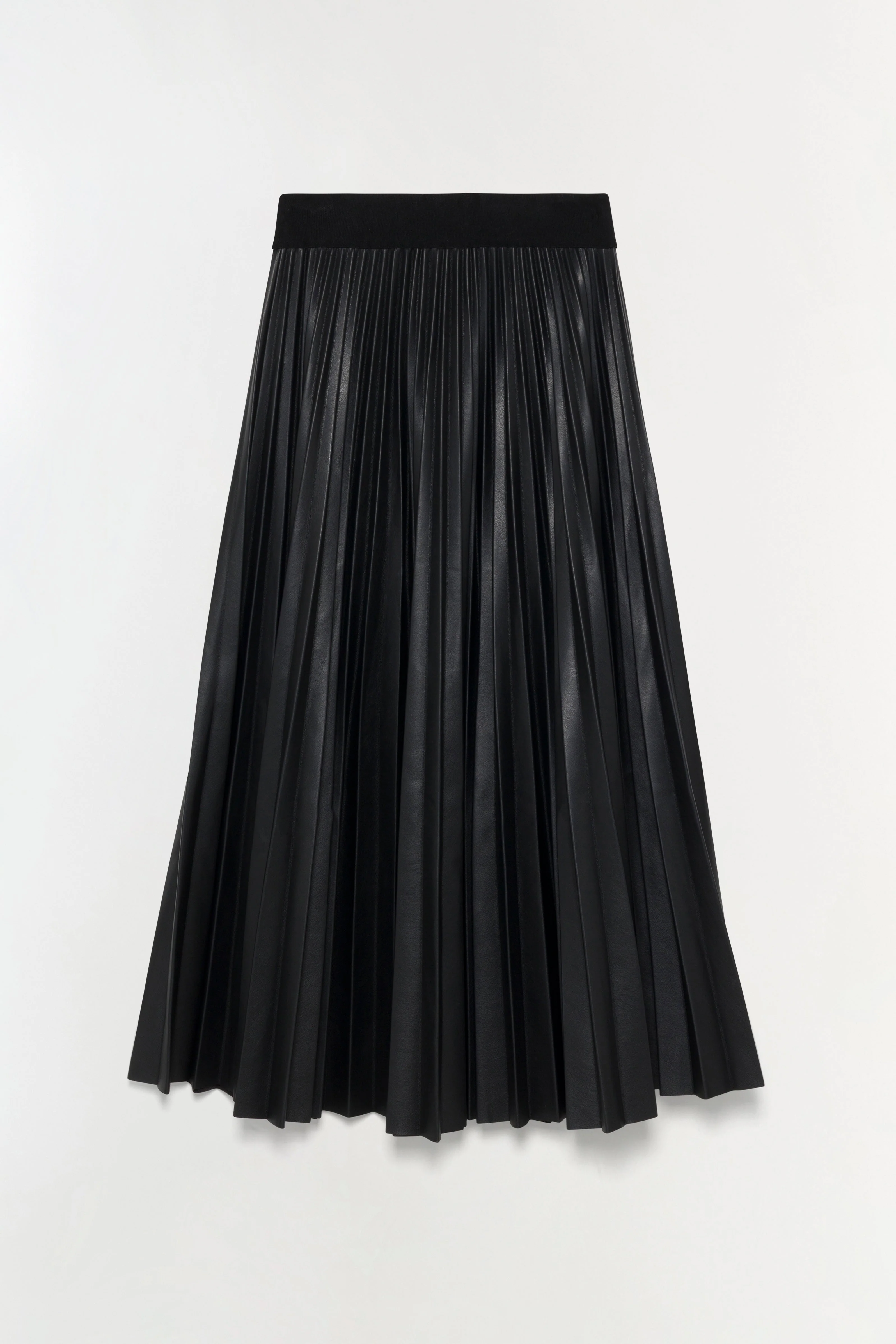 Womens | Kezia Vegan Leather Midi Skirt | Black