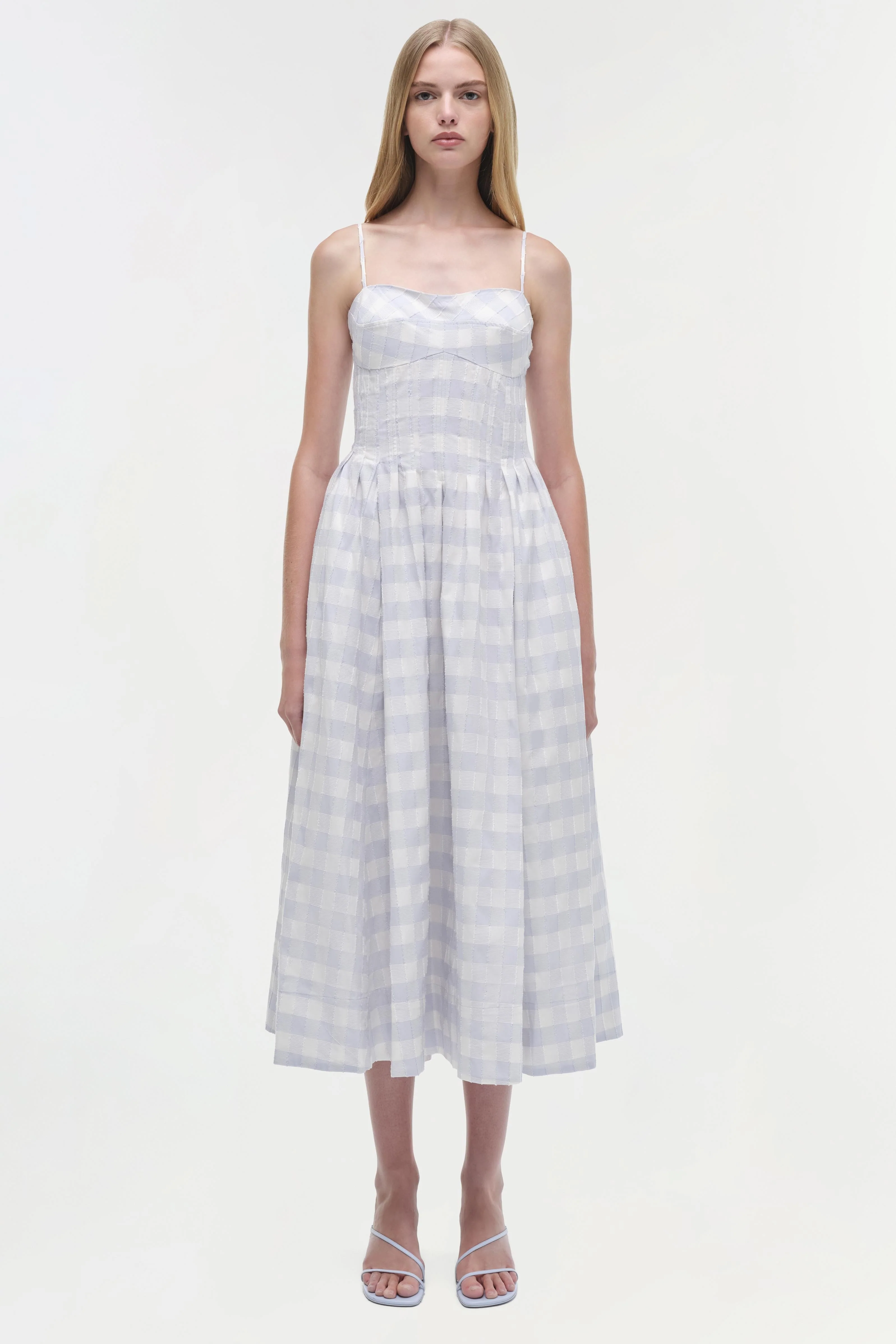 Womens | Kittiya Cotton Midi Dress | Periwinkle Sky Multi - Image 5