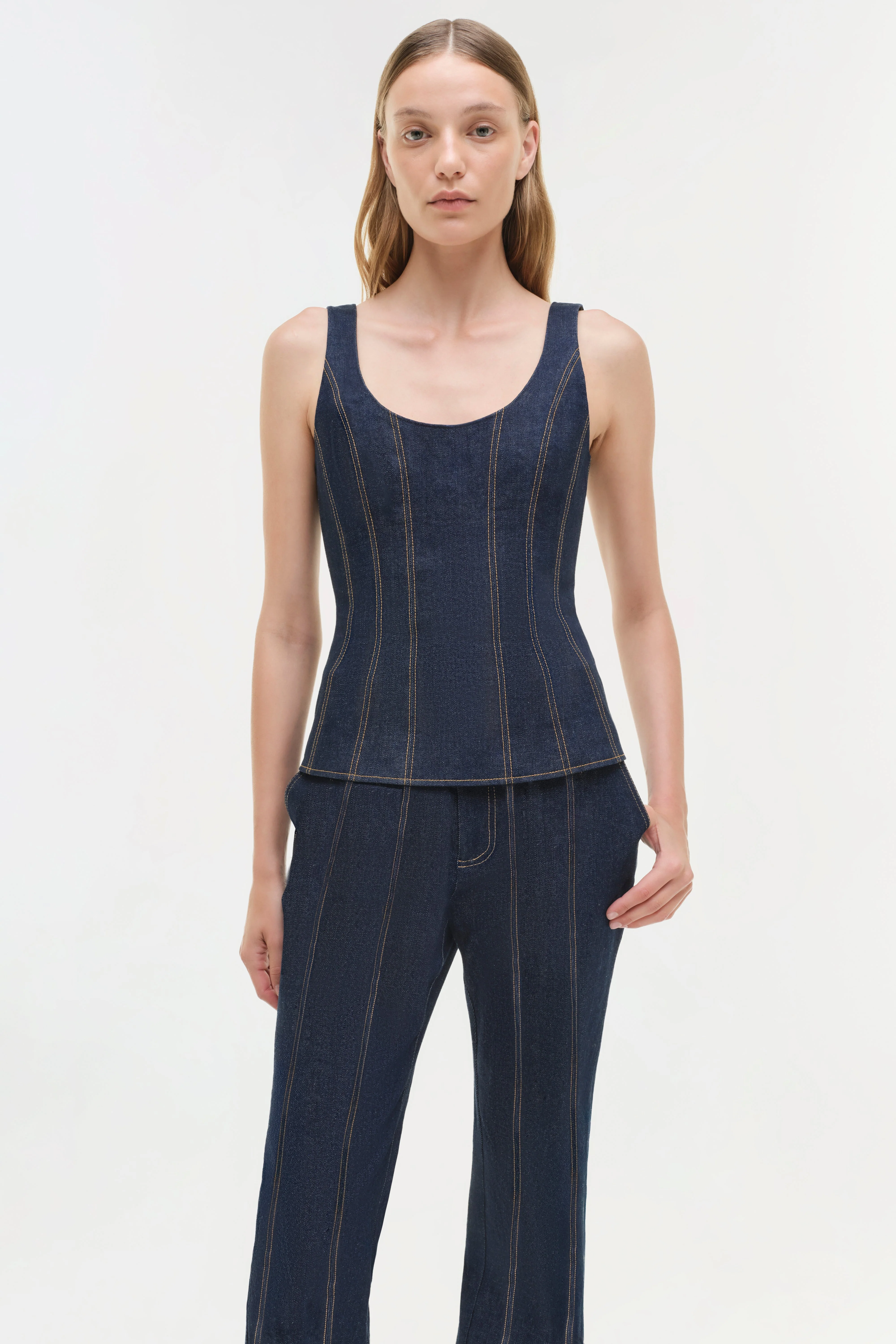 Womens | Lachlan Denim Bustier Top | Twilight - Image 3