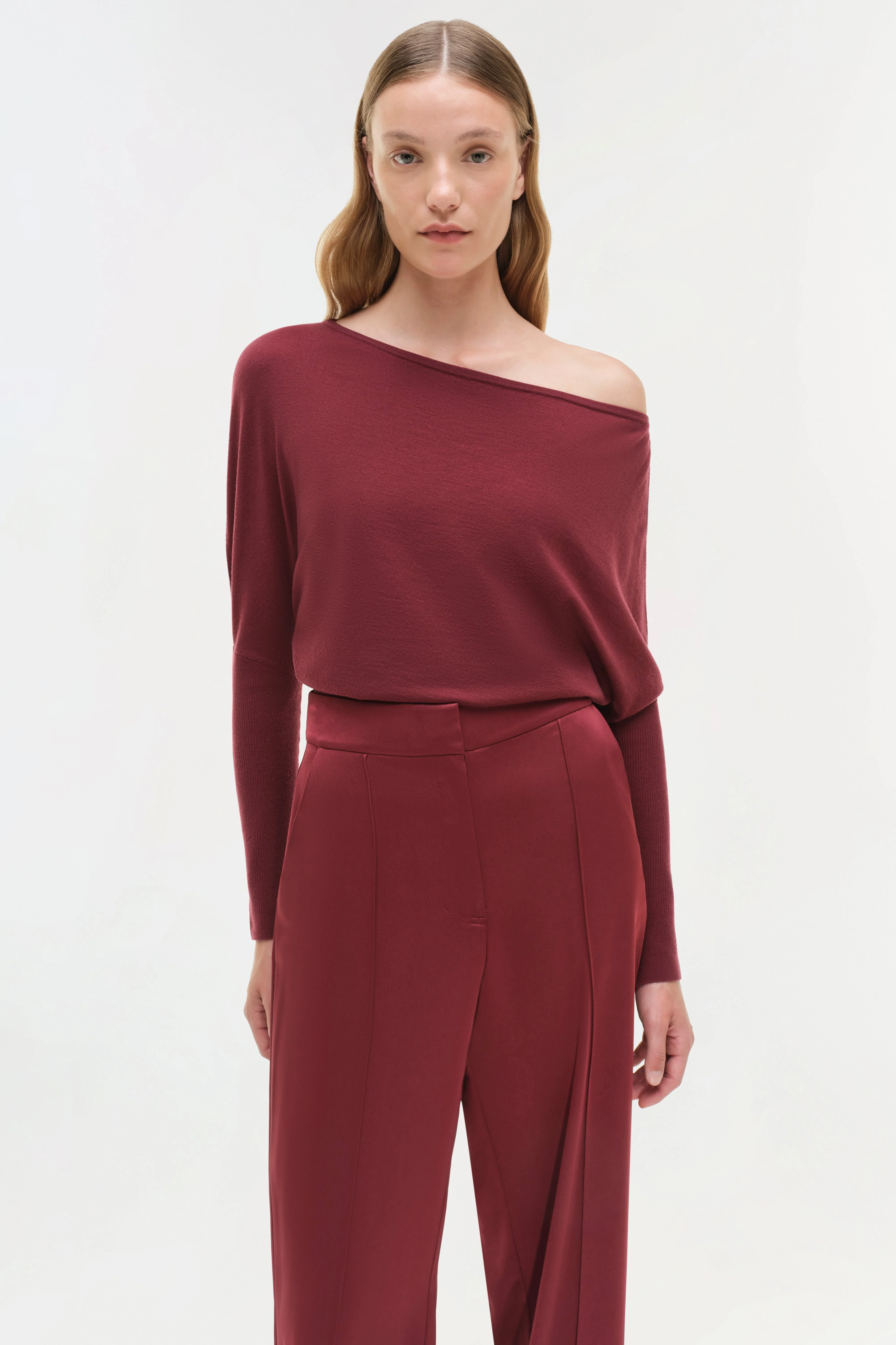 Womens | Lavina Off Shoulder Sweater | Cranberry - Image 3