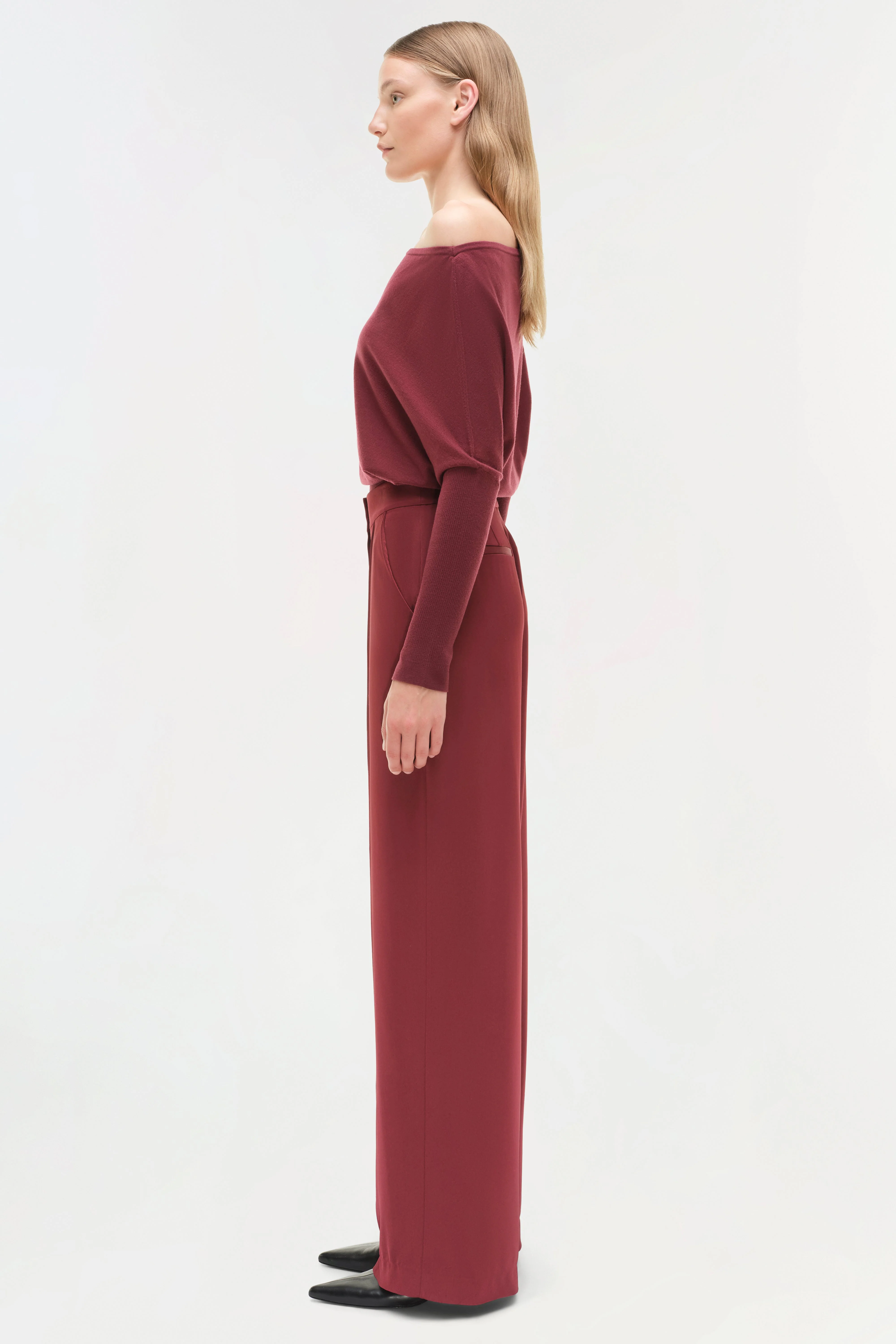 Womens | Lavina Off Shoulder Sweater | Cranberry - Image 4