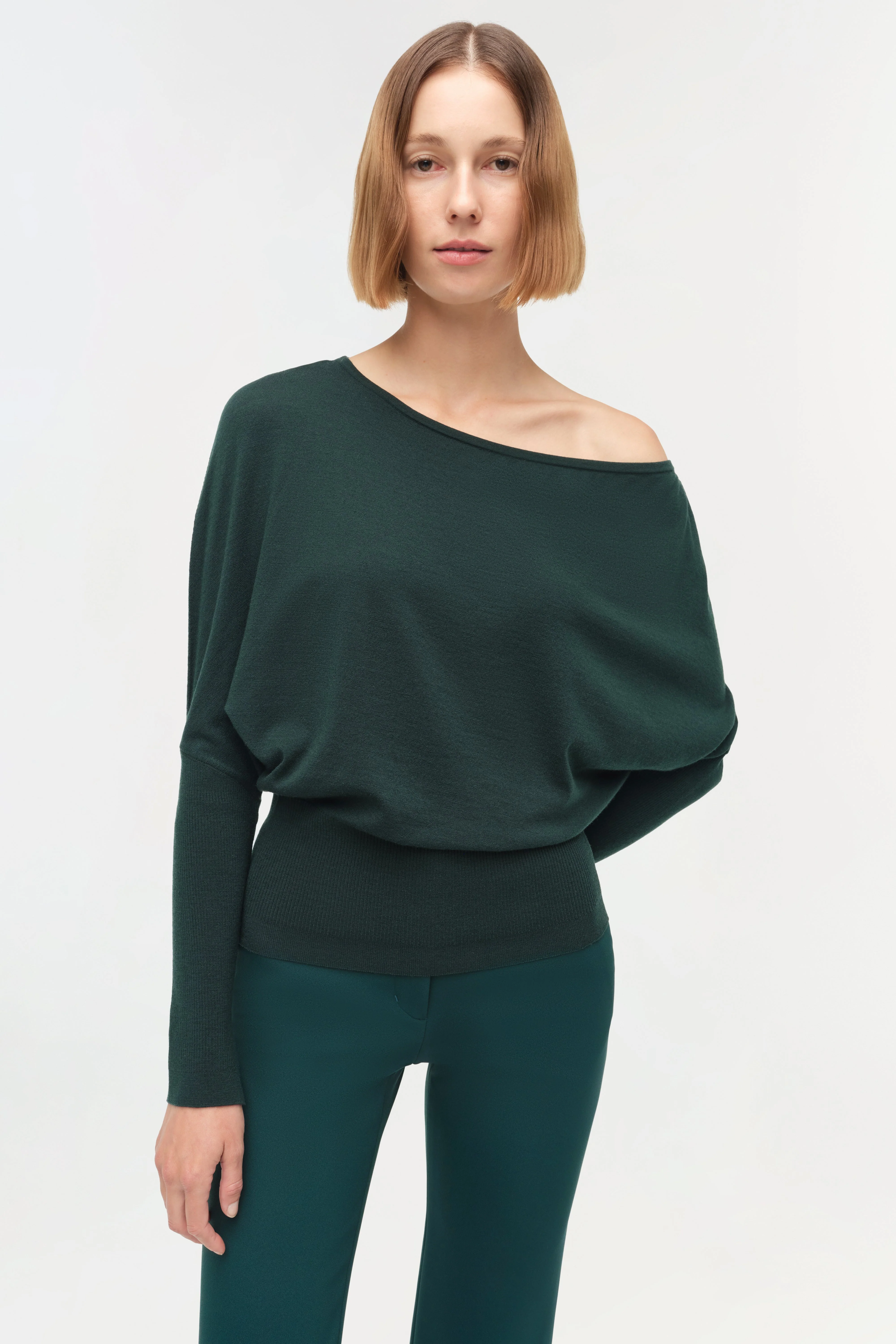 Womens | Lavina Off Shoulder Sweater | Emerald - Image 3