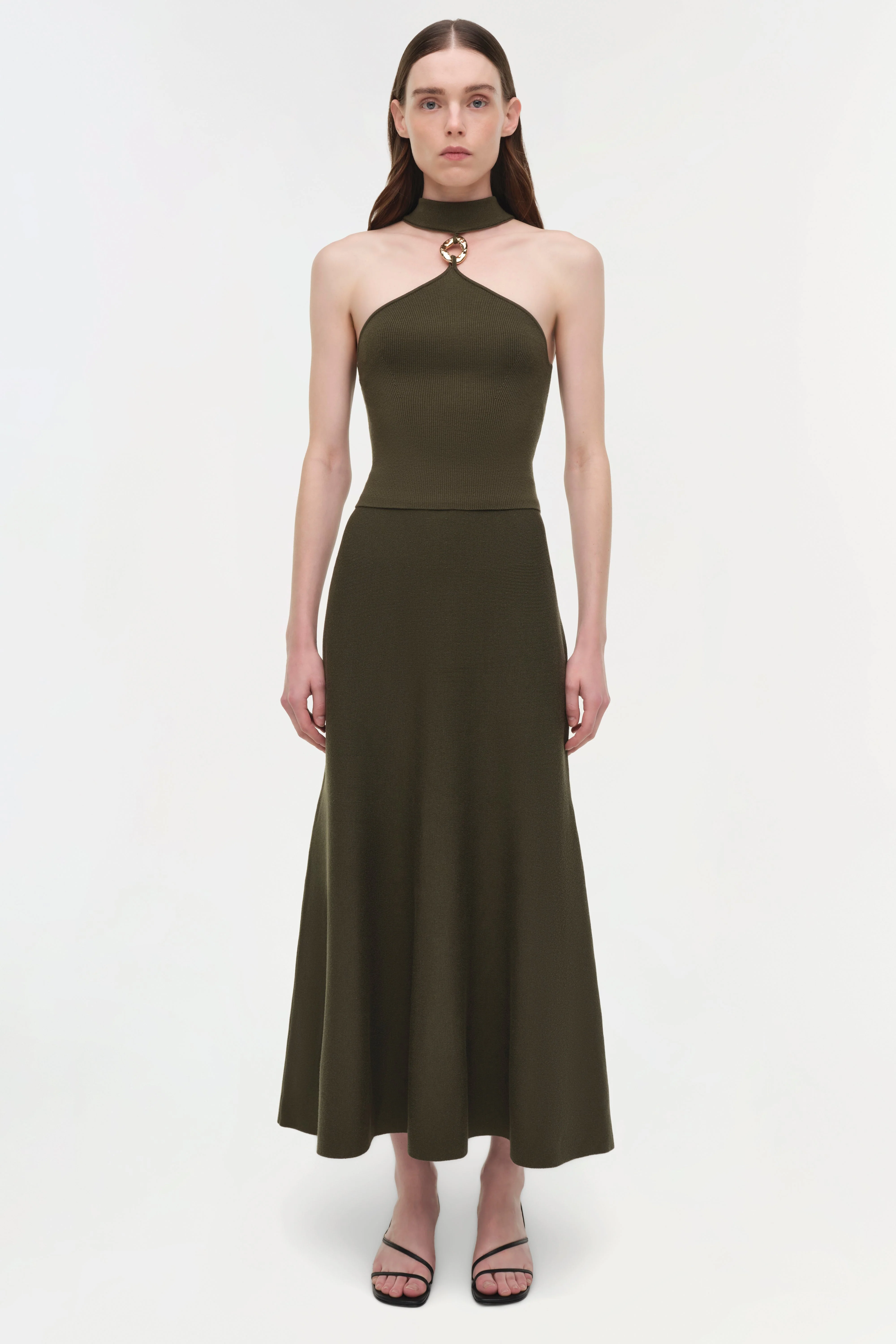 Womens | Layne Wool Midi Skirt | Fern - Image 2