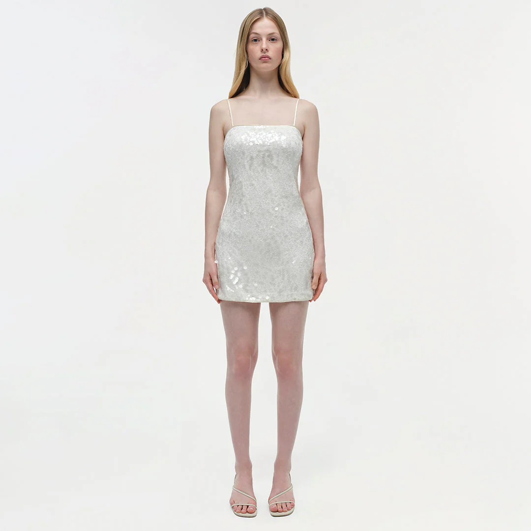 Womens | Lollie Embellished Mini Dress | Ivory - Image 7