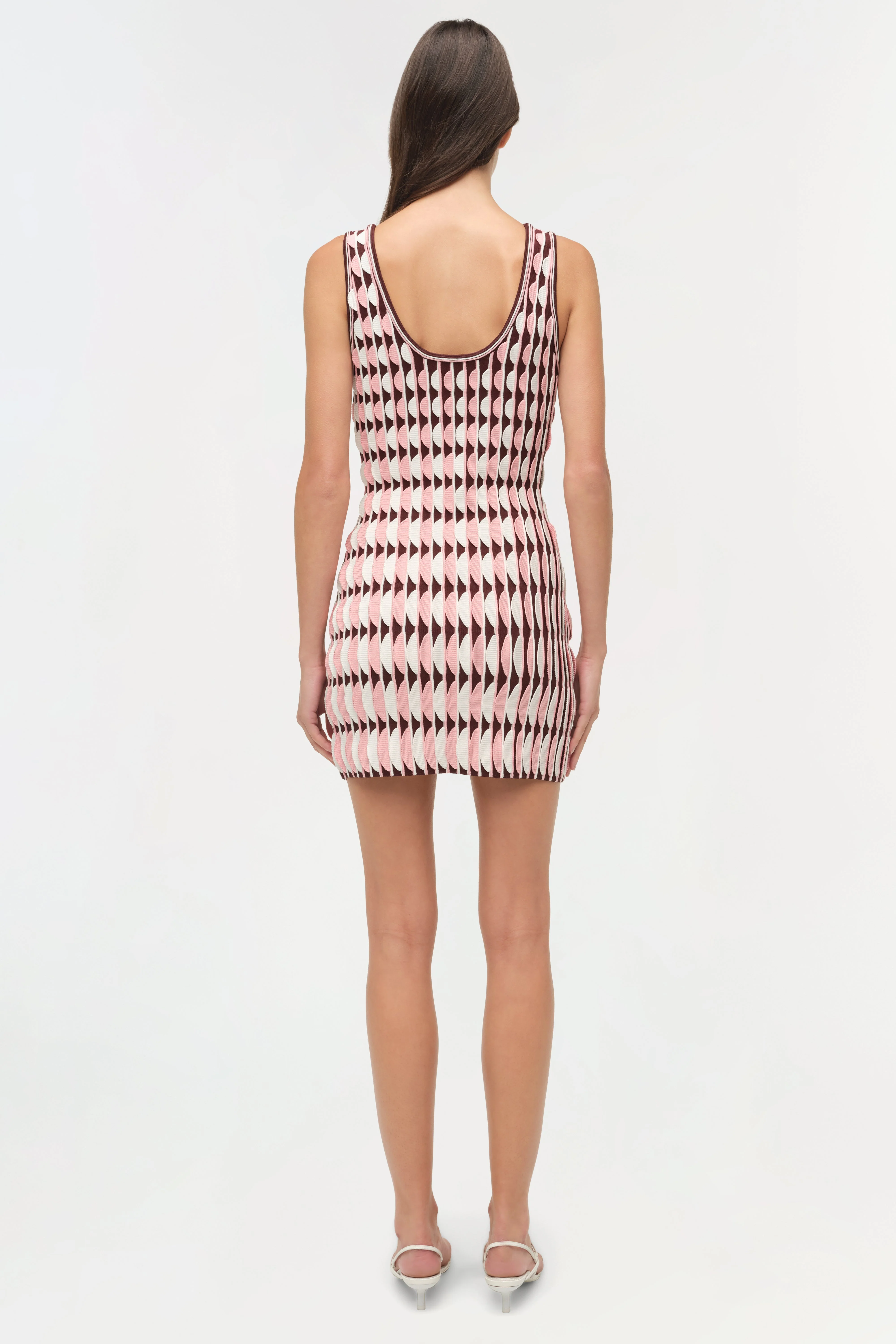 Womens | Lorien Scalloped Knit Mini Dress | Dusty Rose Multi - Image 5