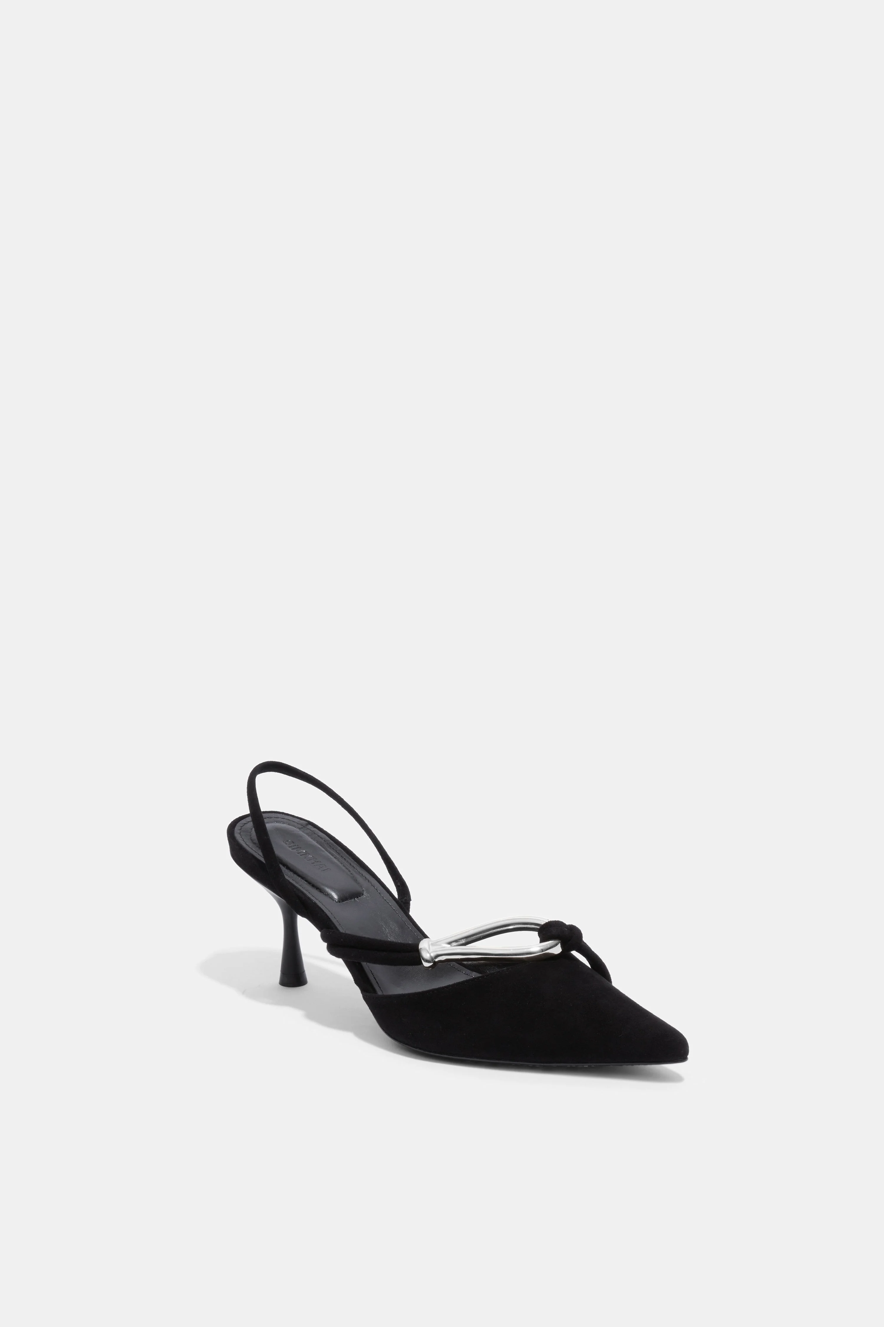 Womens | Love Knot Suede Slingback | Black Silver - Image 2