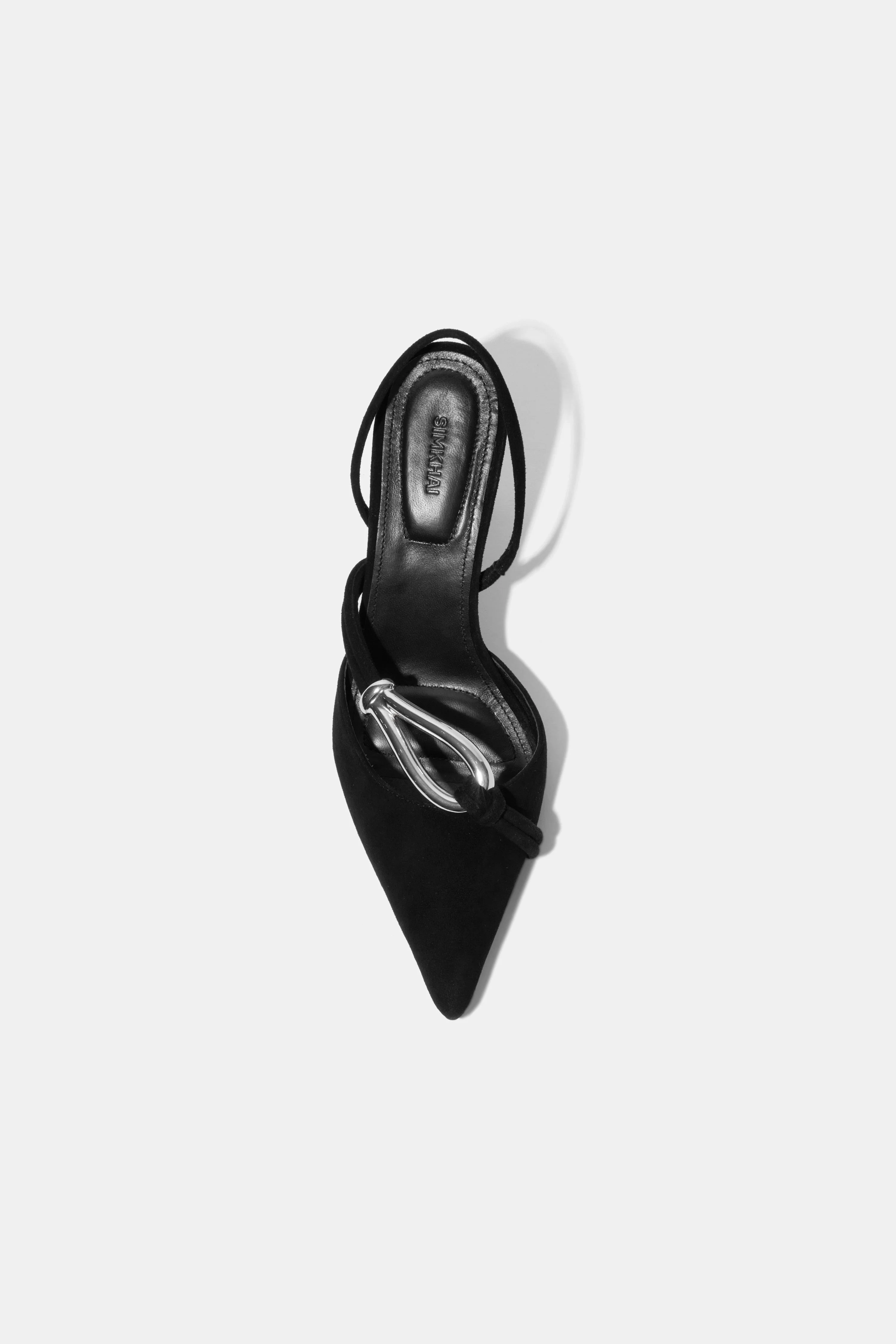 Womens | Love Knot Suede Slingback | Black Silver - Image 3