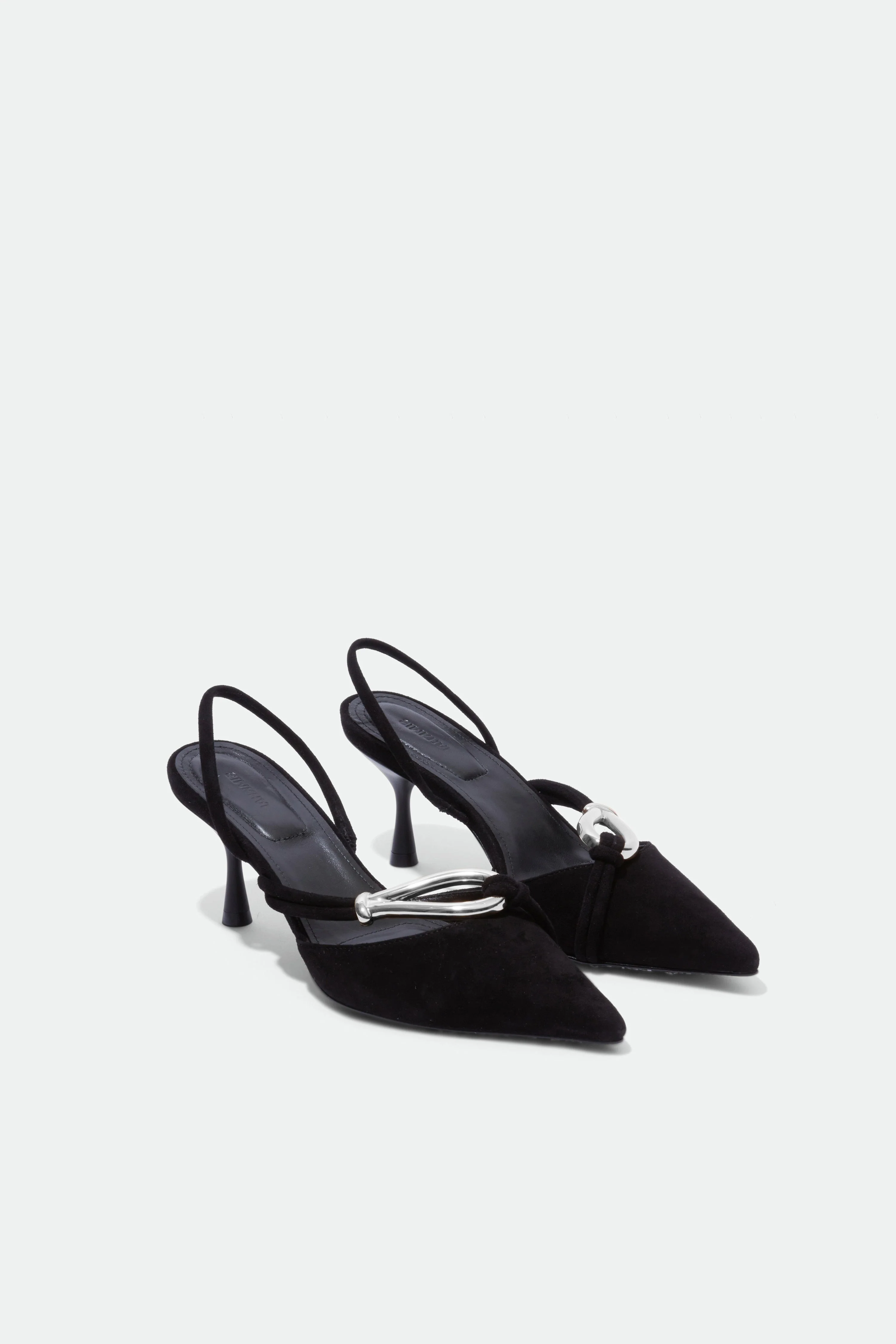 Womens | Love Knot Suede Slingback | Black Silver - Image 4