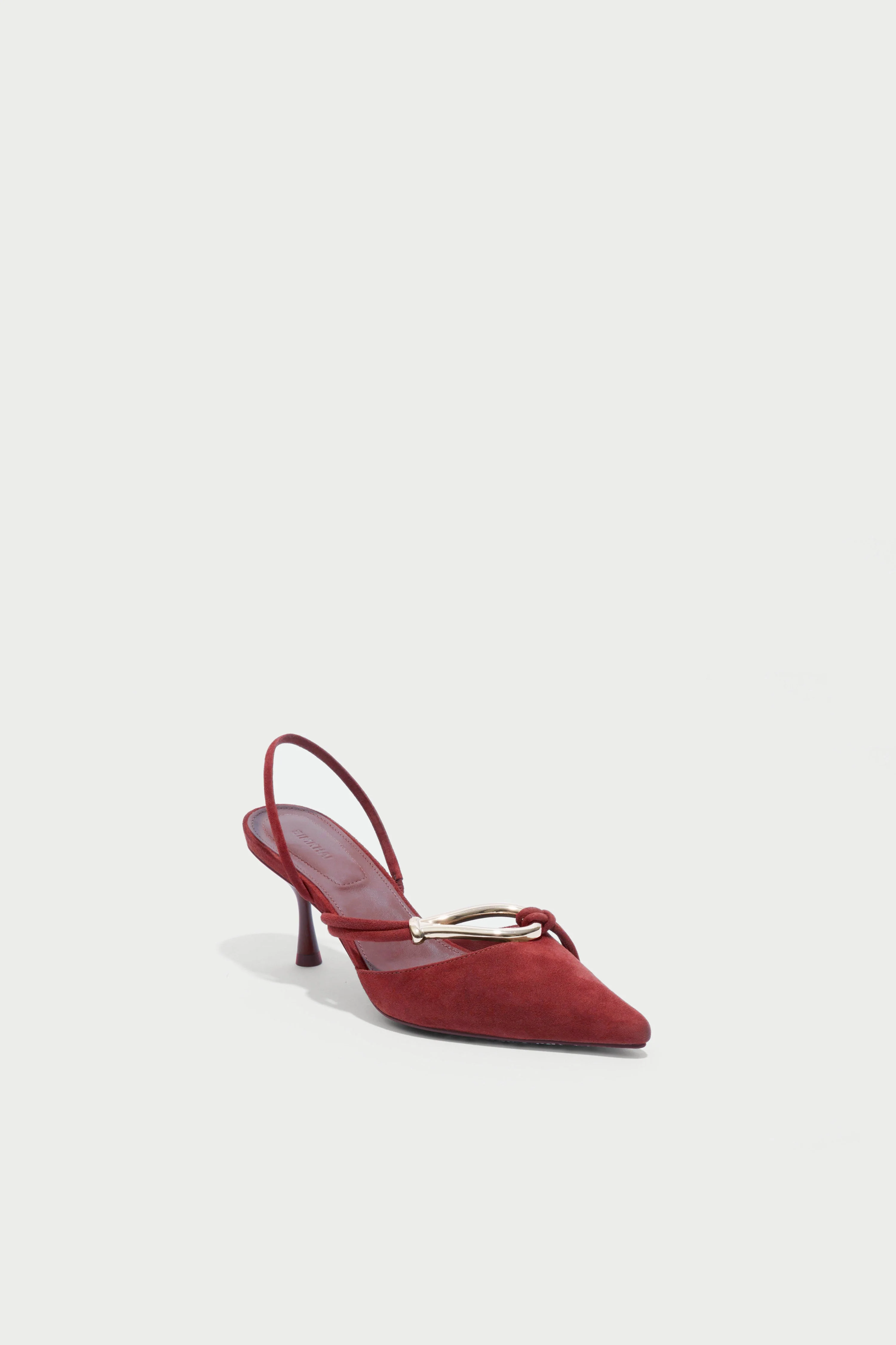 Womens | Love Knot Suede Slingback | Cranberry Gold - Image 2