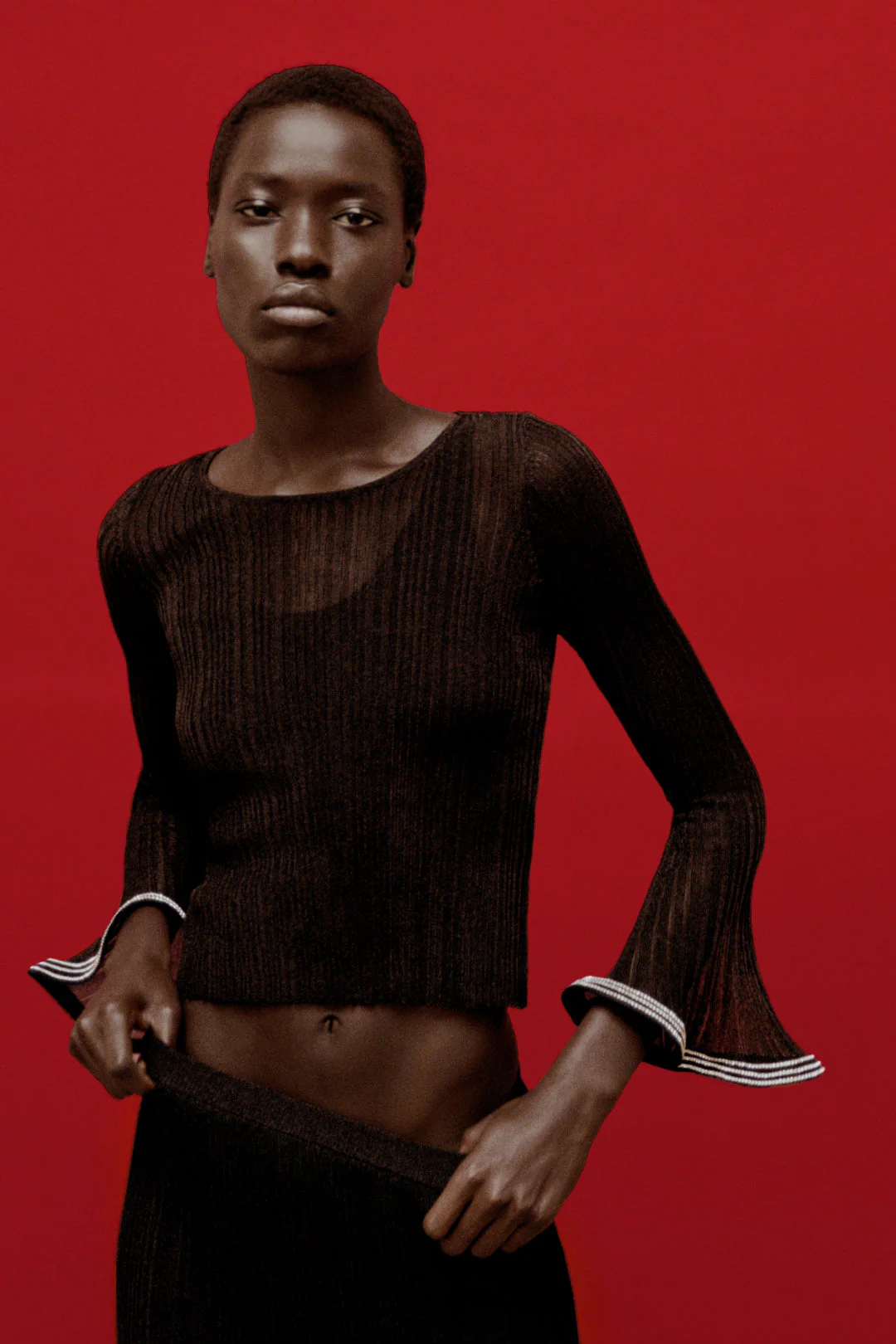Womens | Maebry Metallic Plisse Top | Black - Image 2