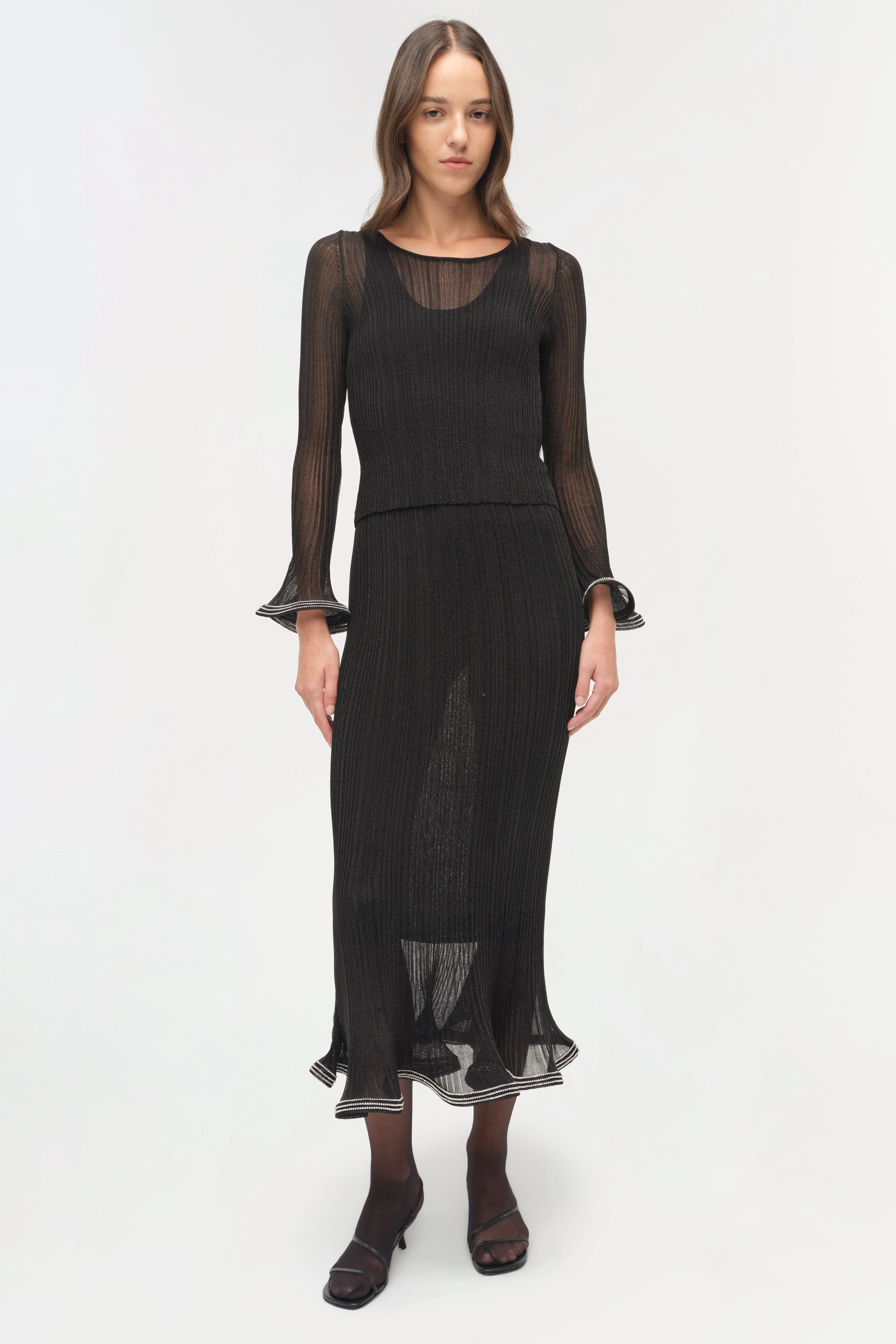 Womens | Maebry Metallic Plisse Top | Black - Image 3