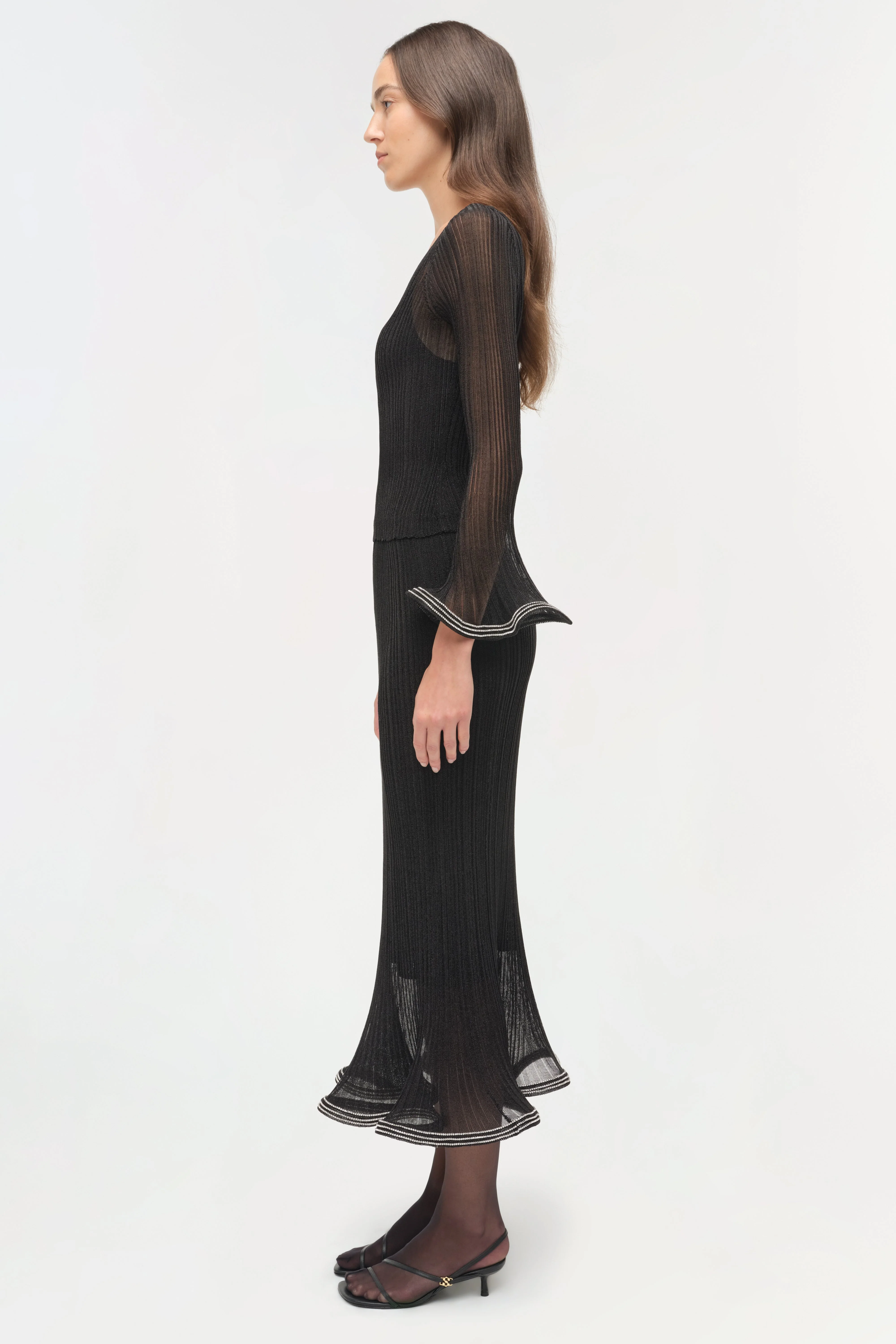 Womens | Maebry Metallic Plisse Top | Black - Image 5