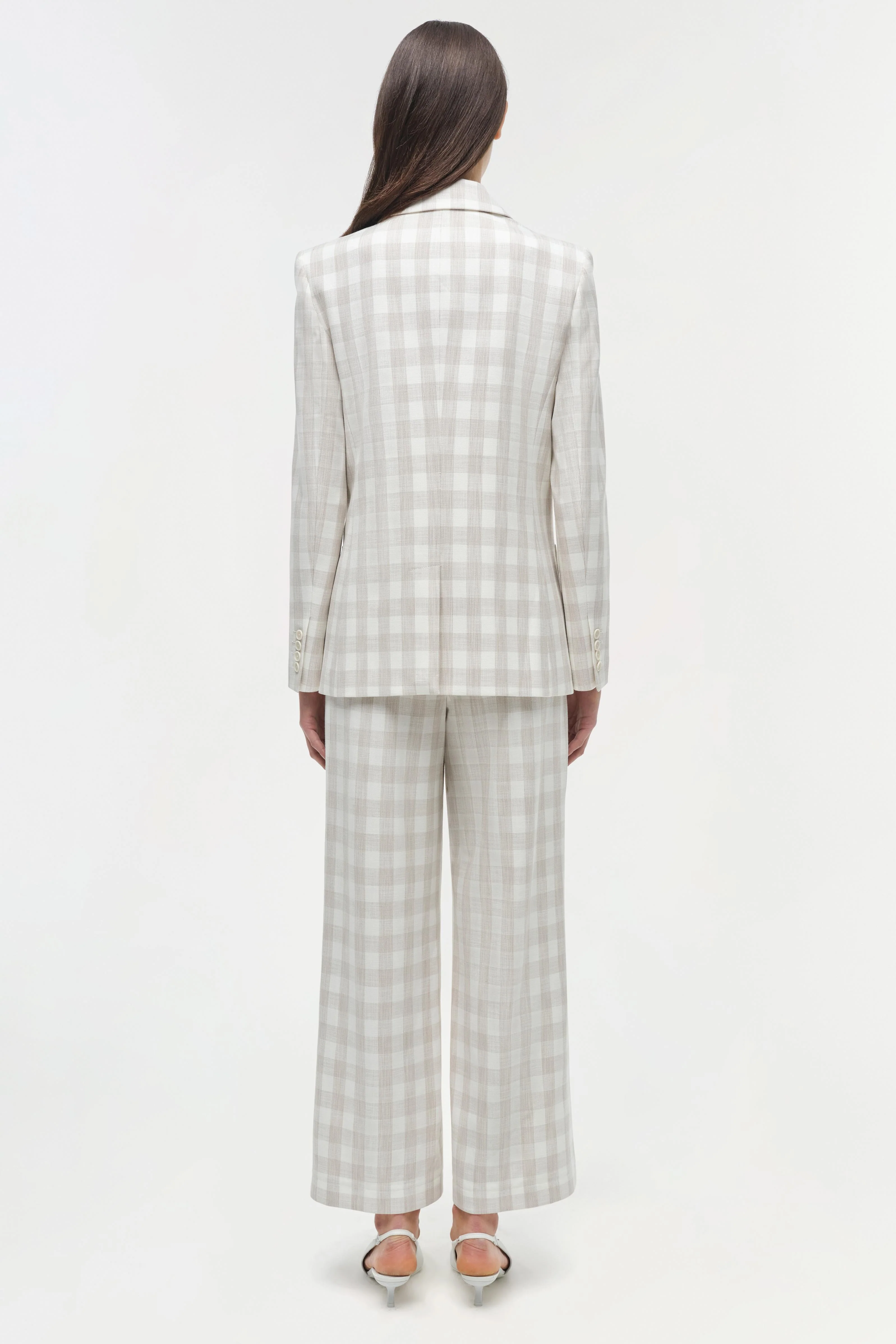 Womens | Margaux Double Breasted Blazer | Sand Gingham - Image 6