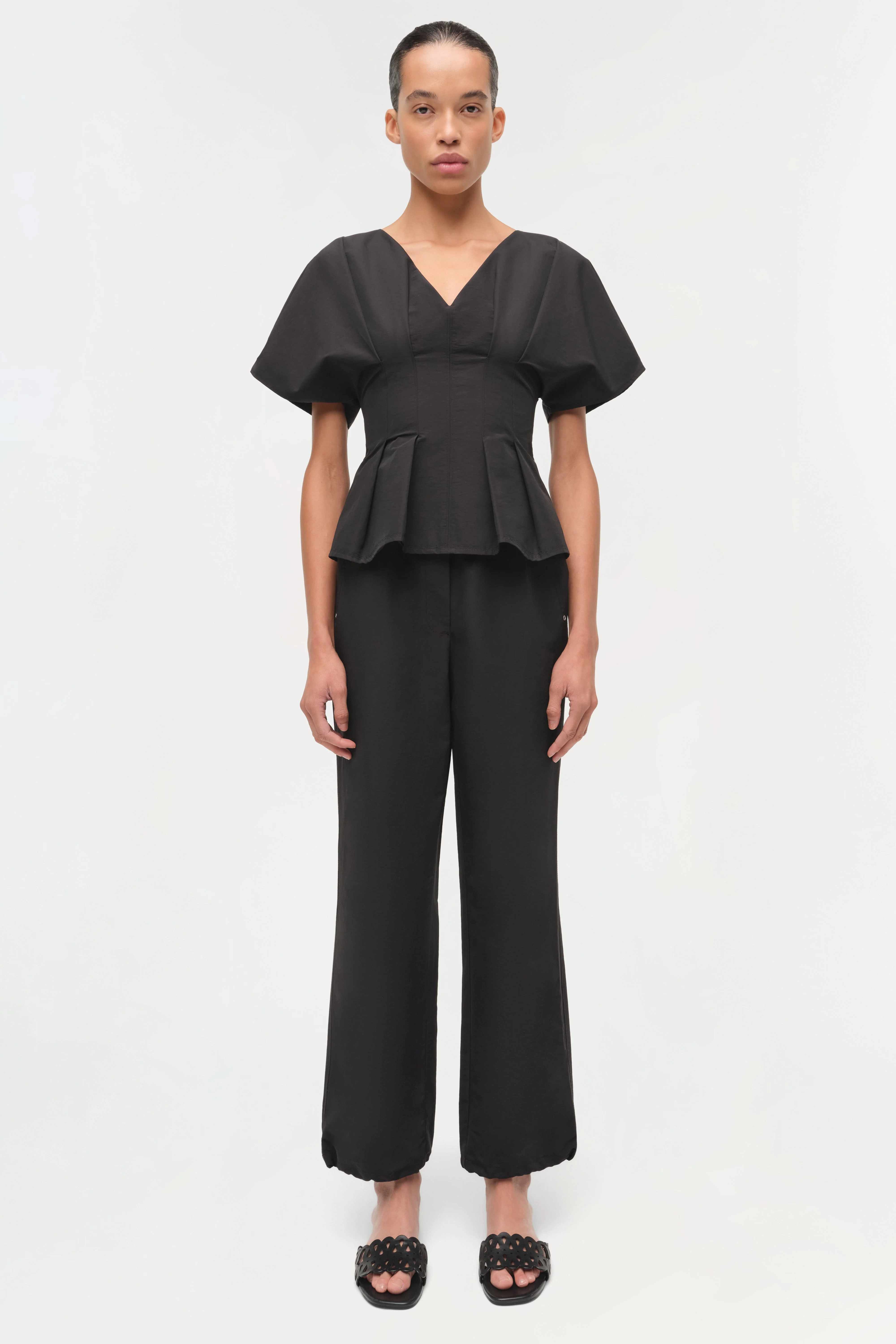 Womens | Mavrick Cotton Faille Pull On Pant | Black - Image 2