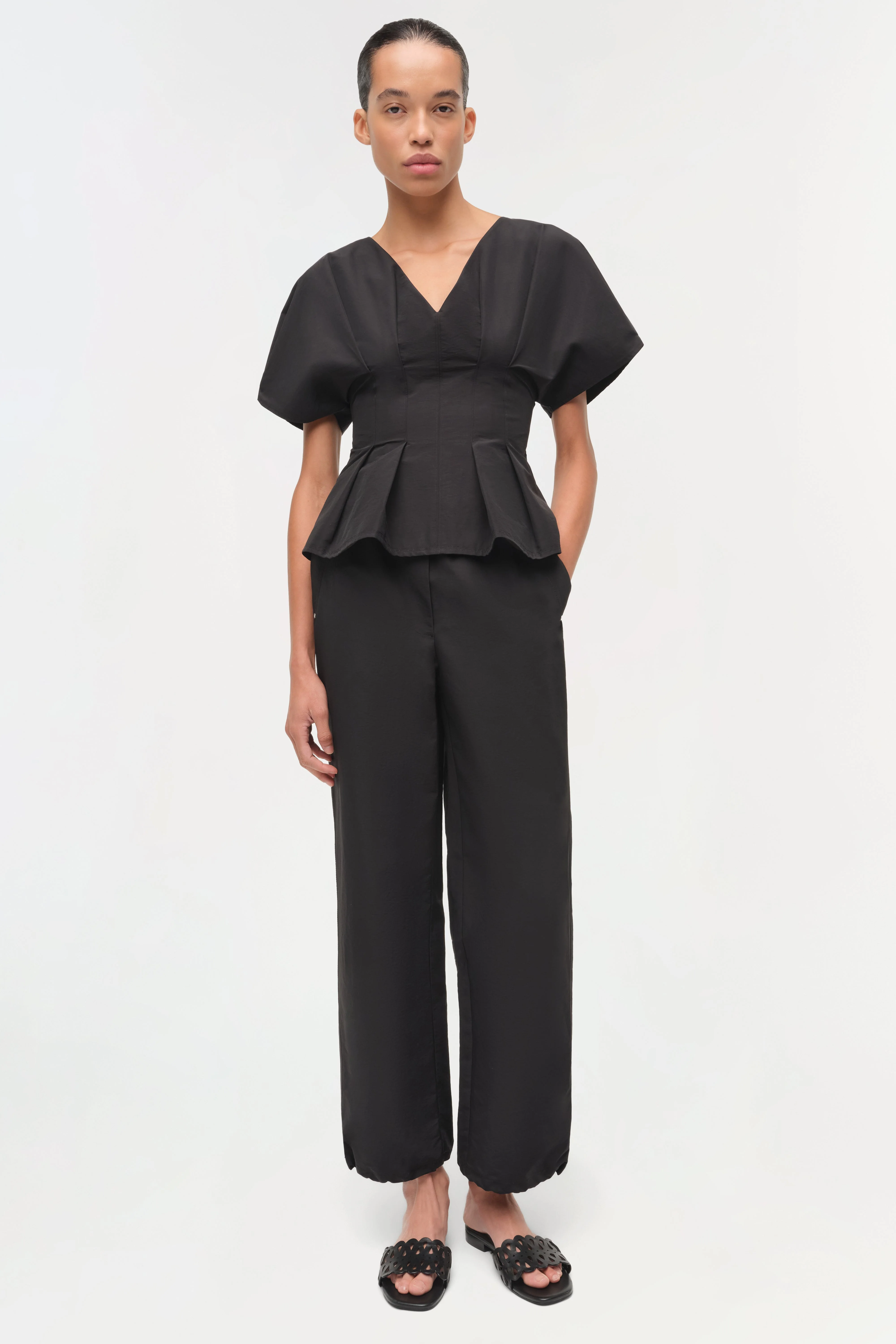 Womens | Mavrick Cotton Faille Pull On Pant | Black - Image 3