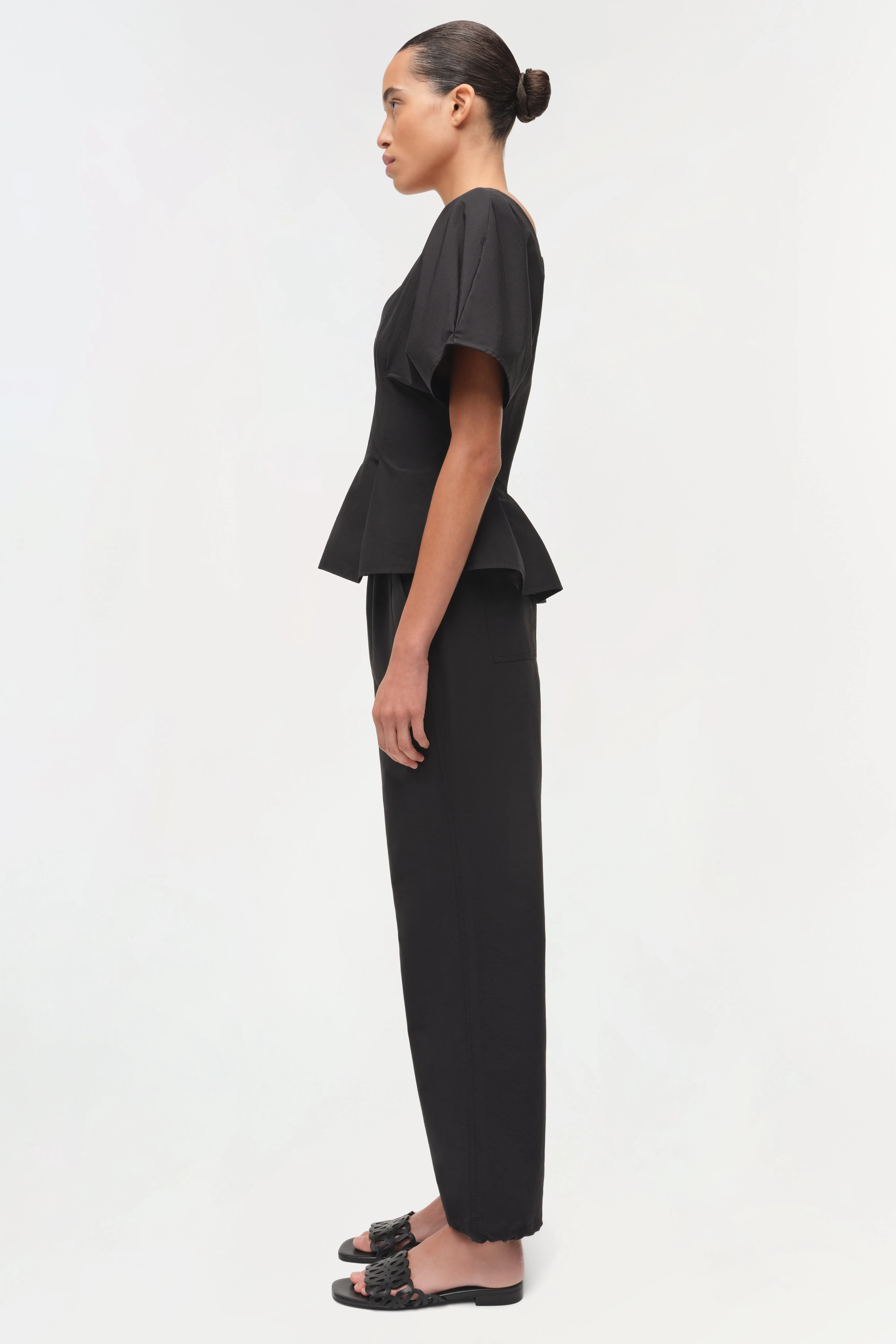 Womens | Mavrick Cotton Faille Pull On Pant | Black - Image 5