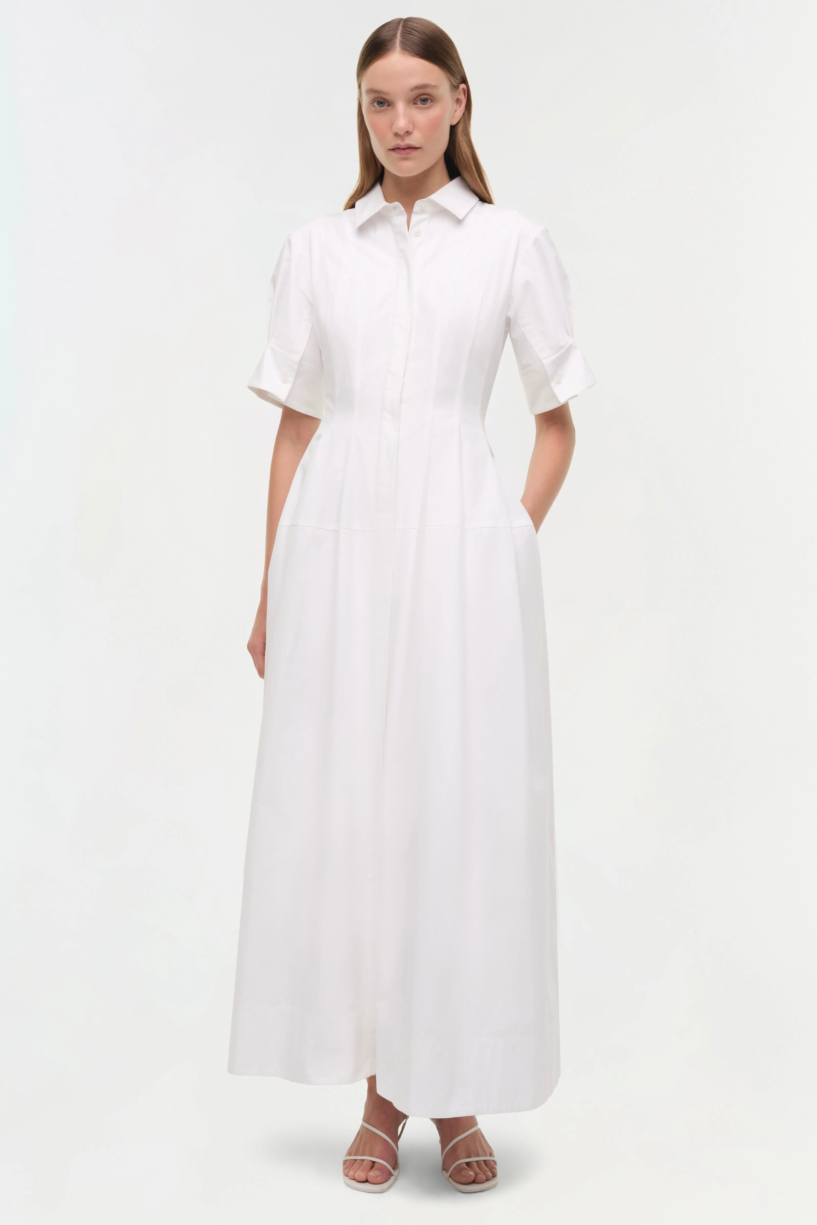 Womens | Mollie Cotton Shirt Dress | White - Image 2