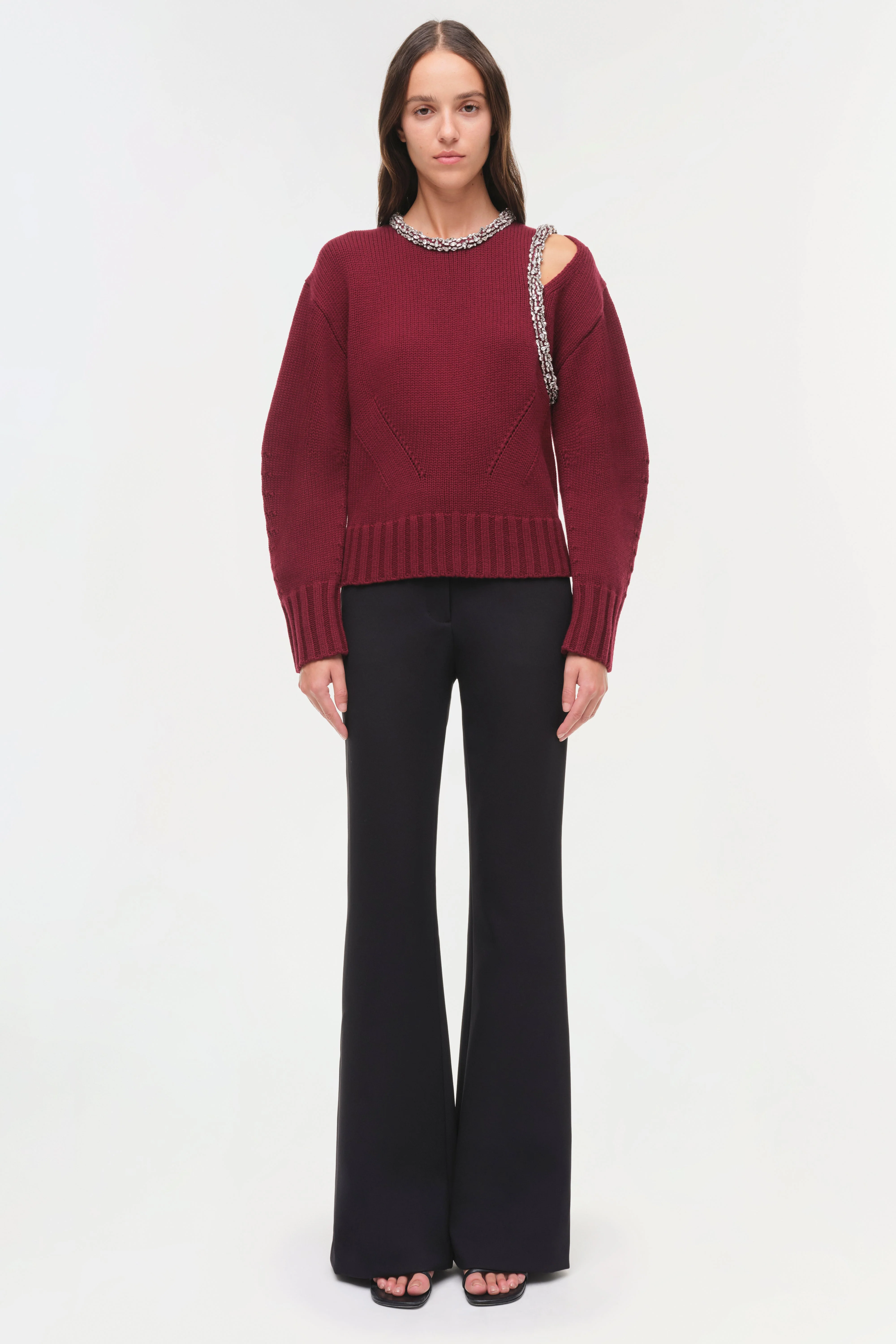Womens | Monroe Embellished Pullover | Oxblood - Image 3