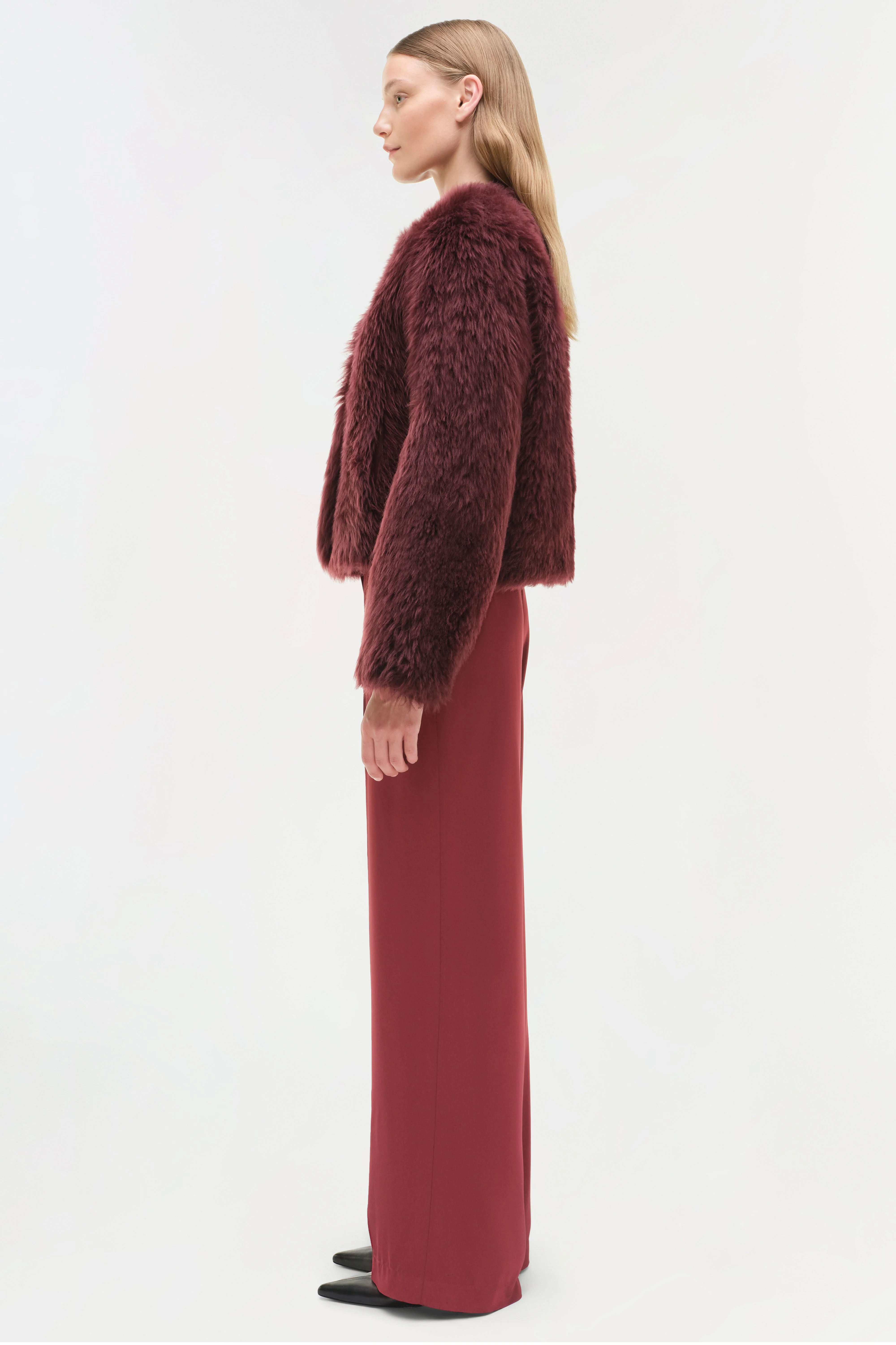 Womens | Natasha Shearling Jacket | Cranberry - Image 4