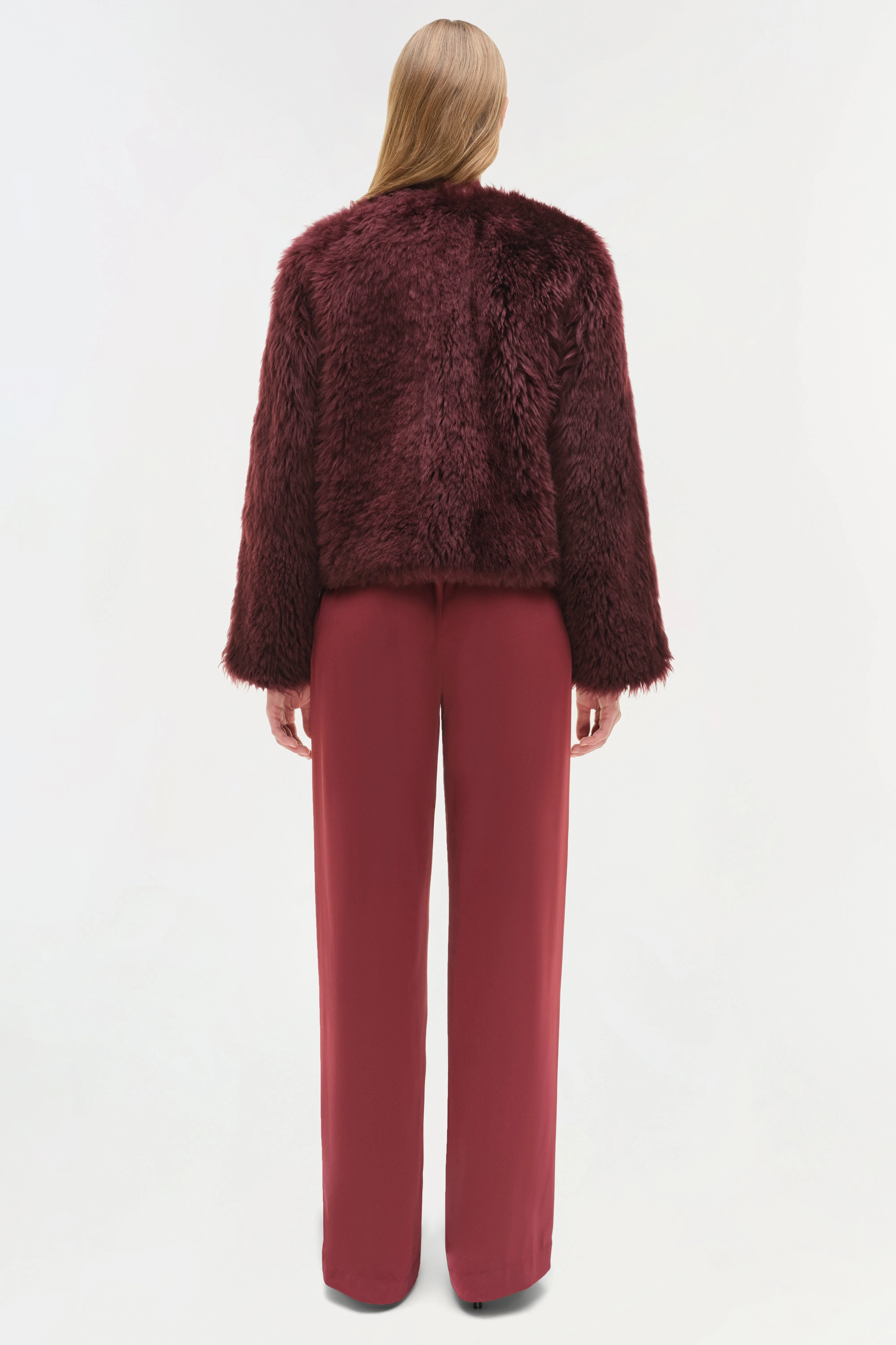 Womens | Natasha Shearling Jacket | Cranberry - Image 5