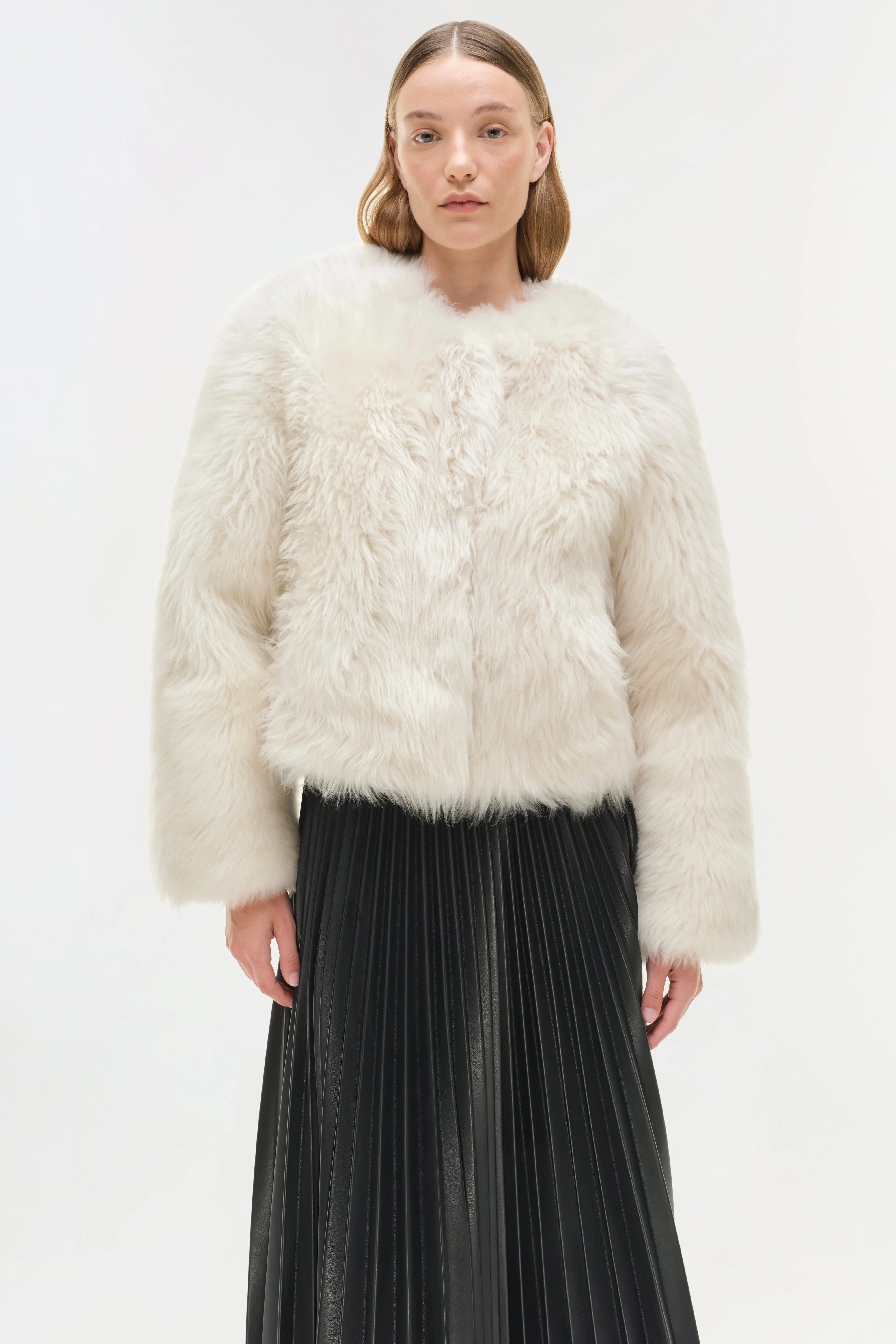 Womens | Natasha Shearling Jacket | Ivory - Image 4