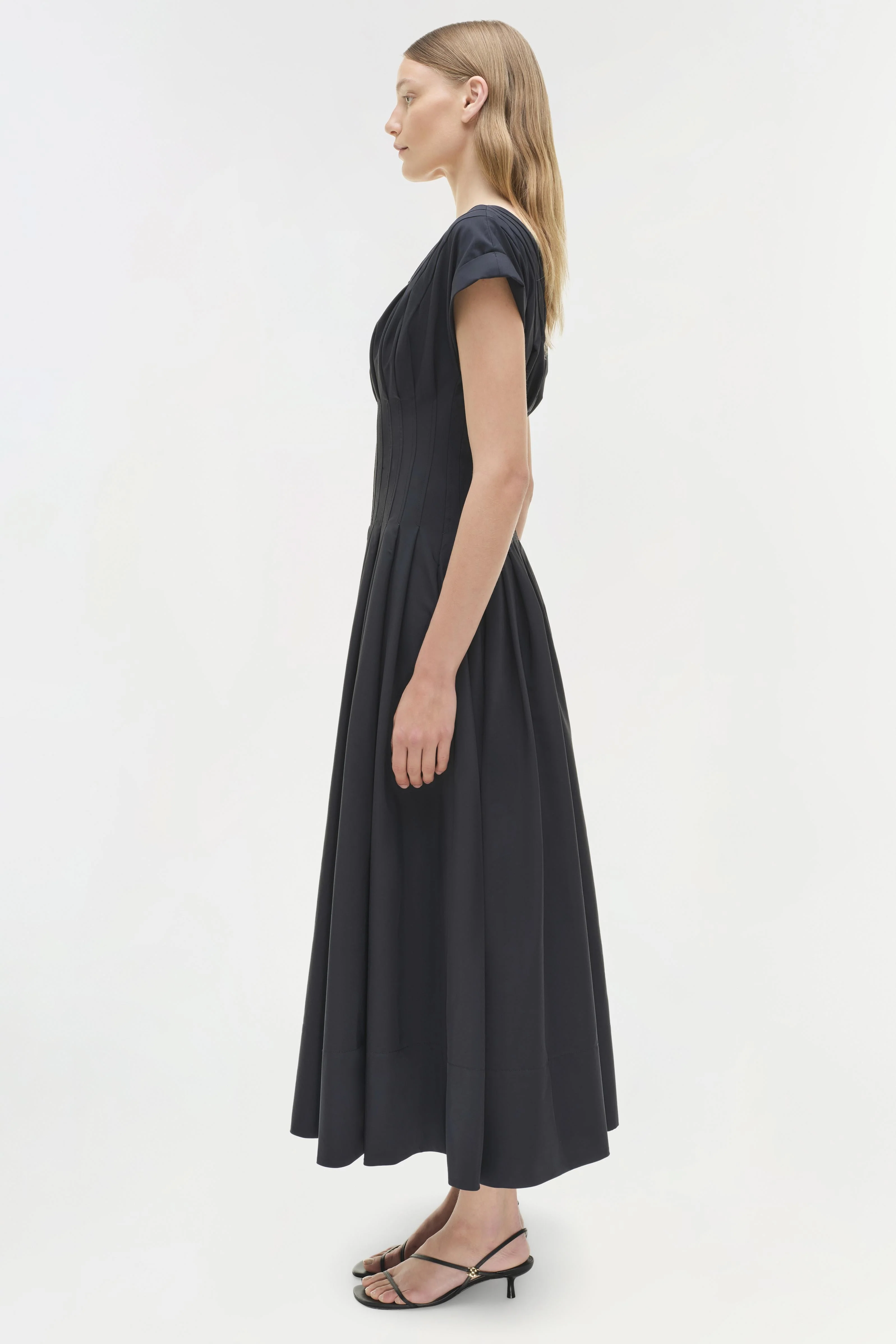 Womens | Nina Cotton Midi Dress | Midnight - Image 4