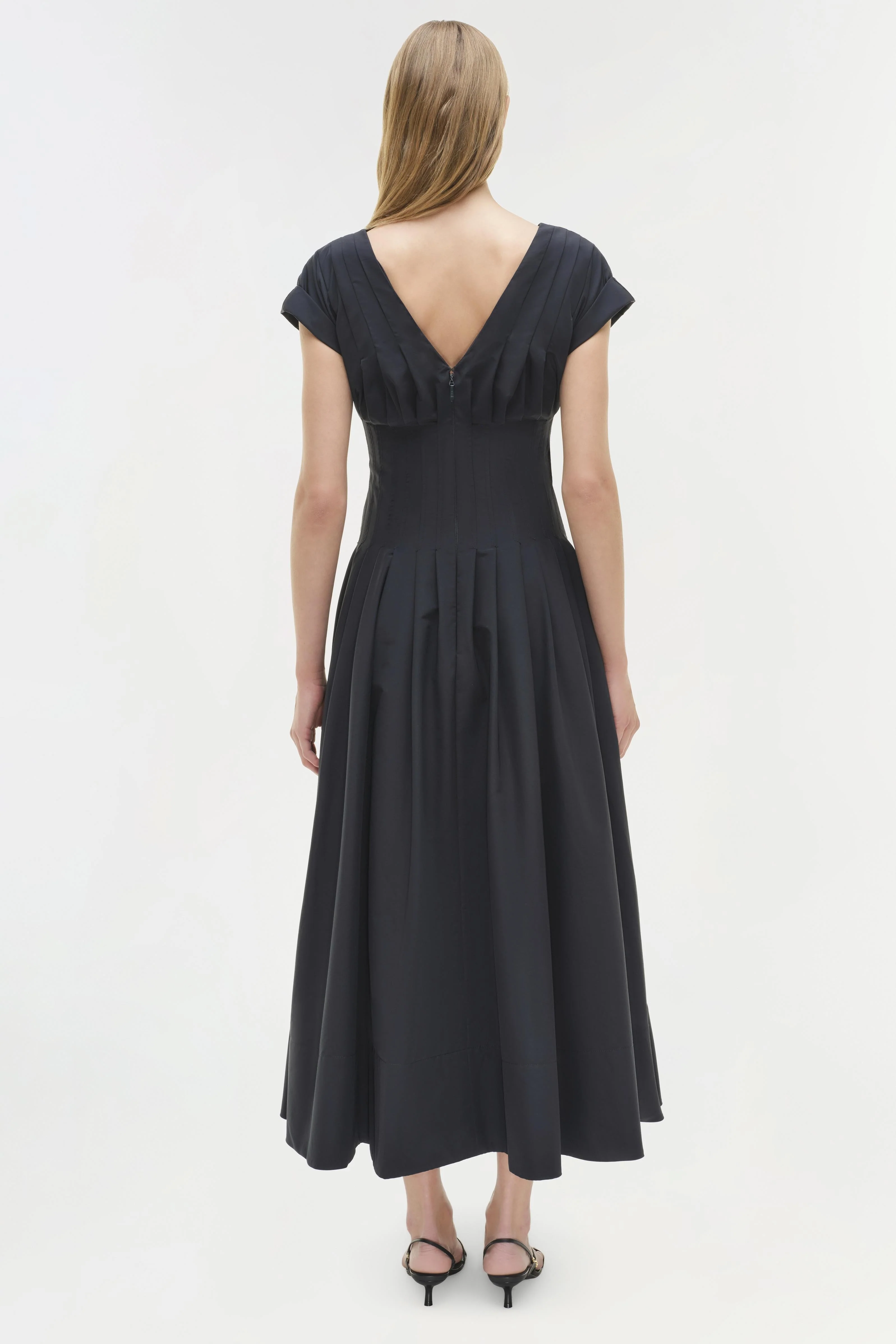 Womens | Nina Cotton Midi Dress | Midnight - Image 5