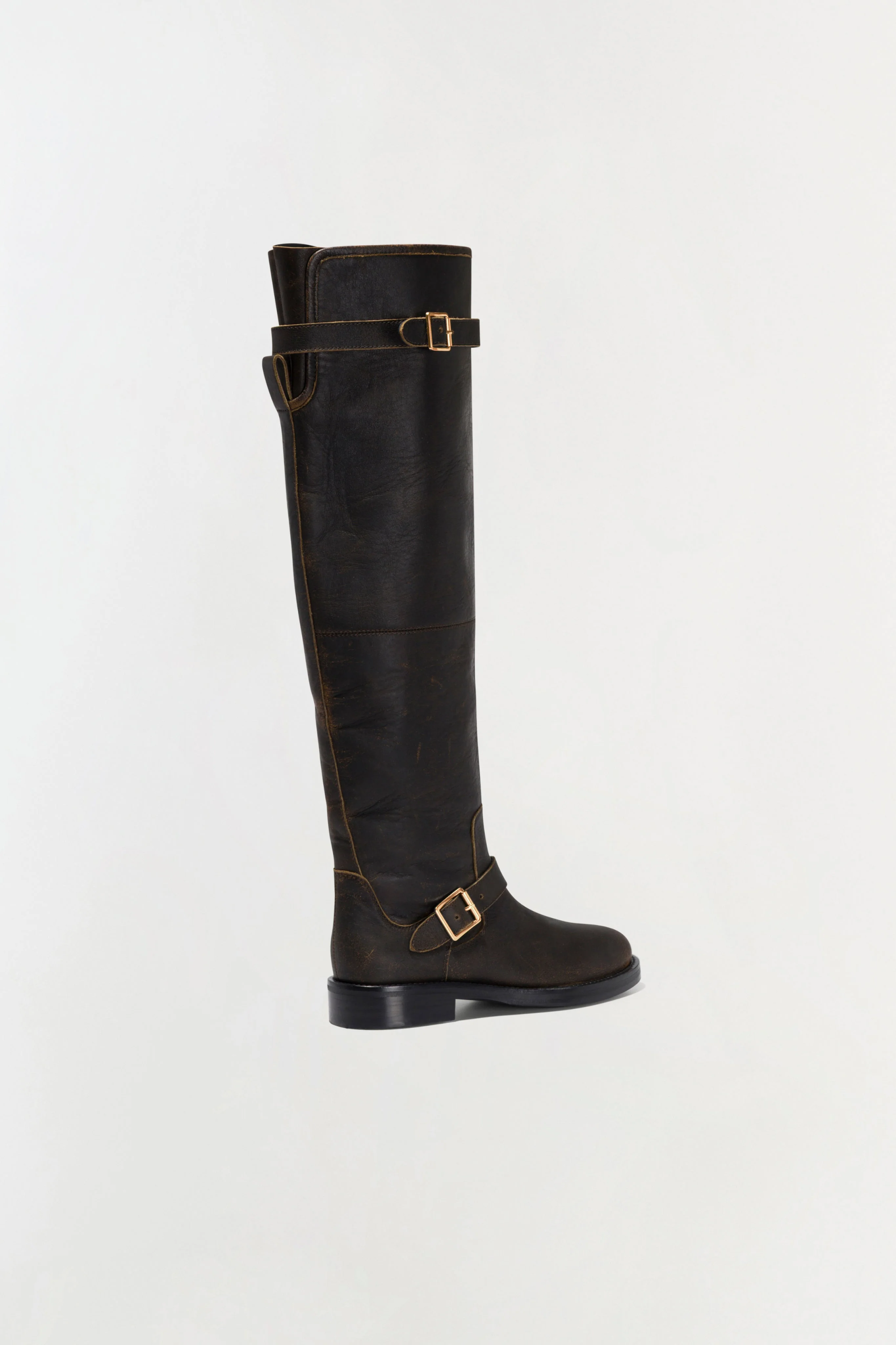 Womens | Noah Leather Over The Knee Boot | Distressed Chocolate - Image 6