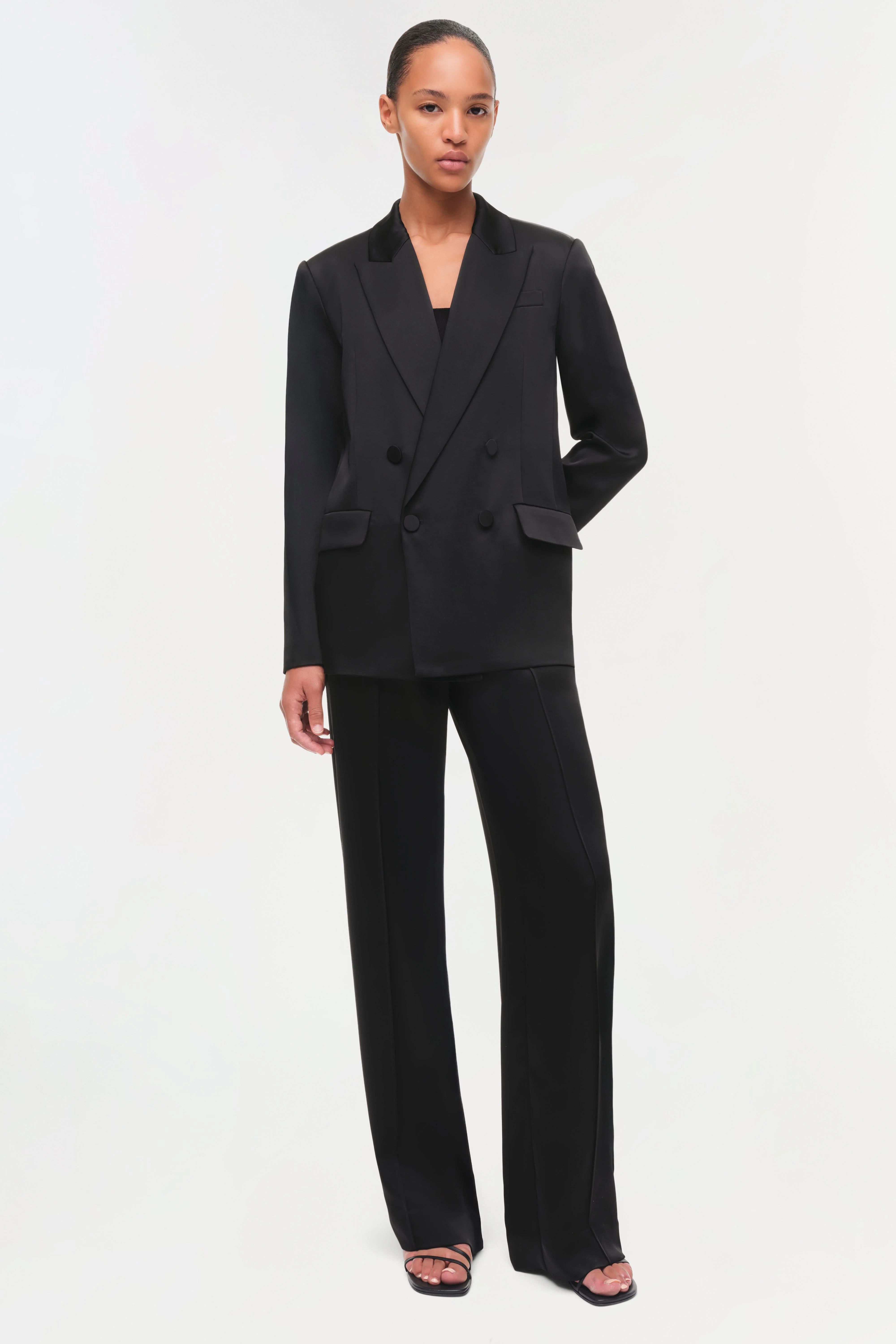 Womens | Norah Satin Blazer | Black - Image 8