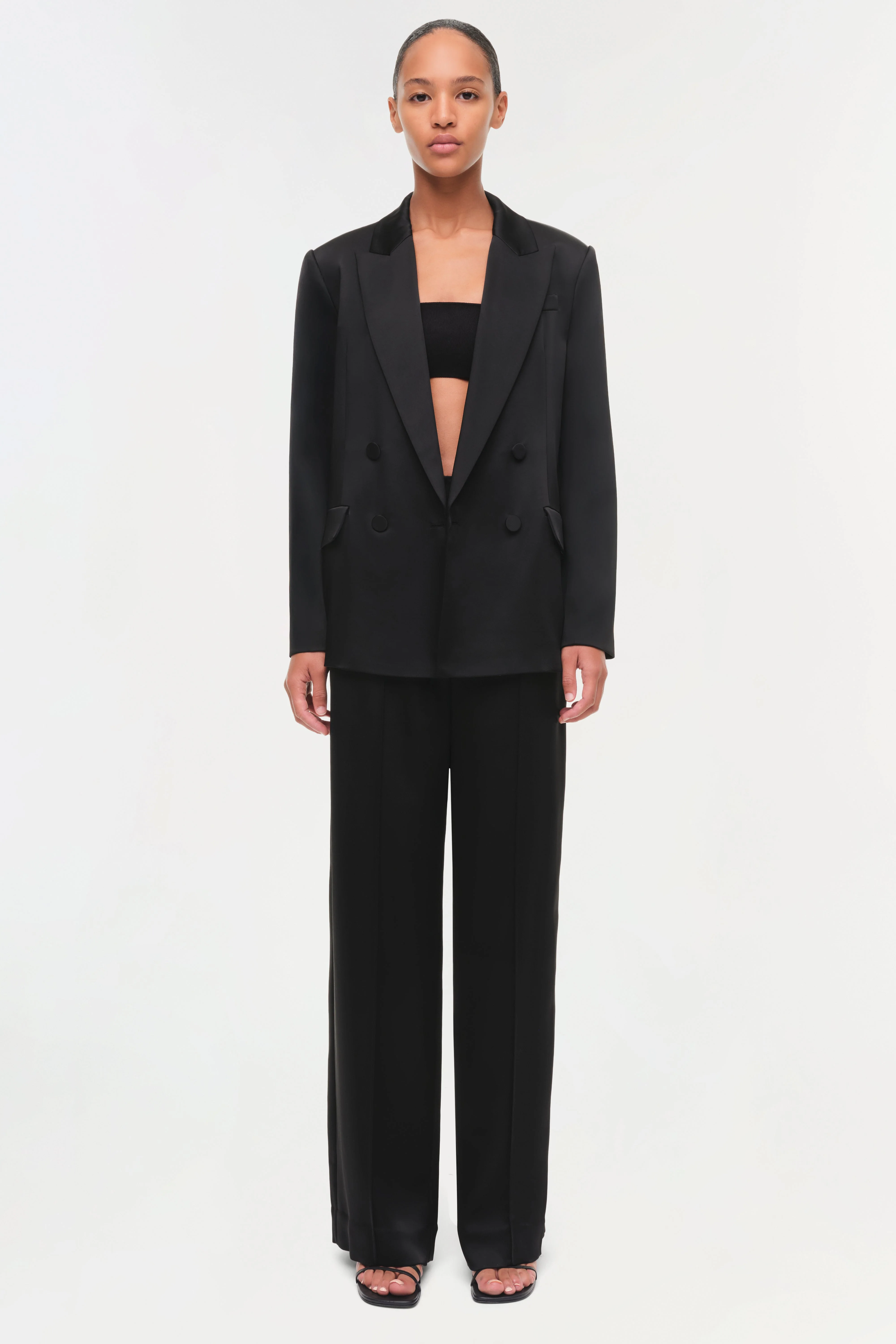 Womens | Norah Satin Blazer | Black - Image 9
