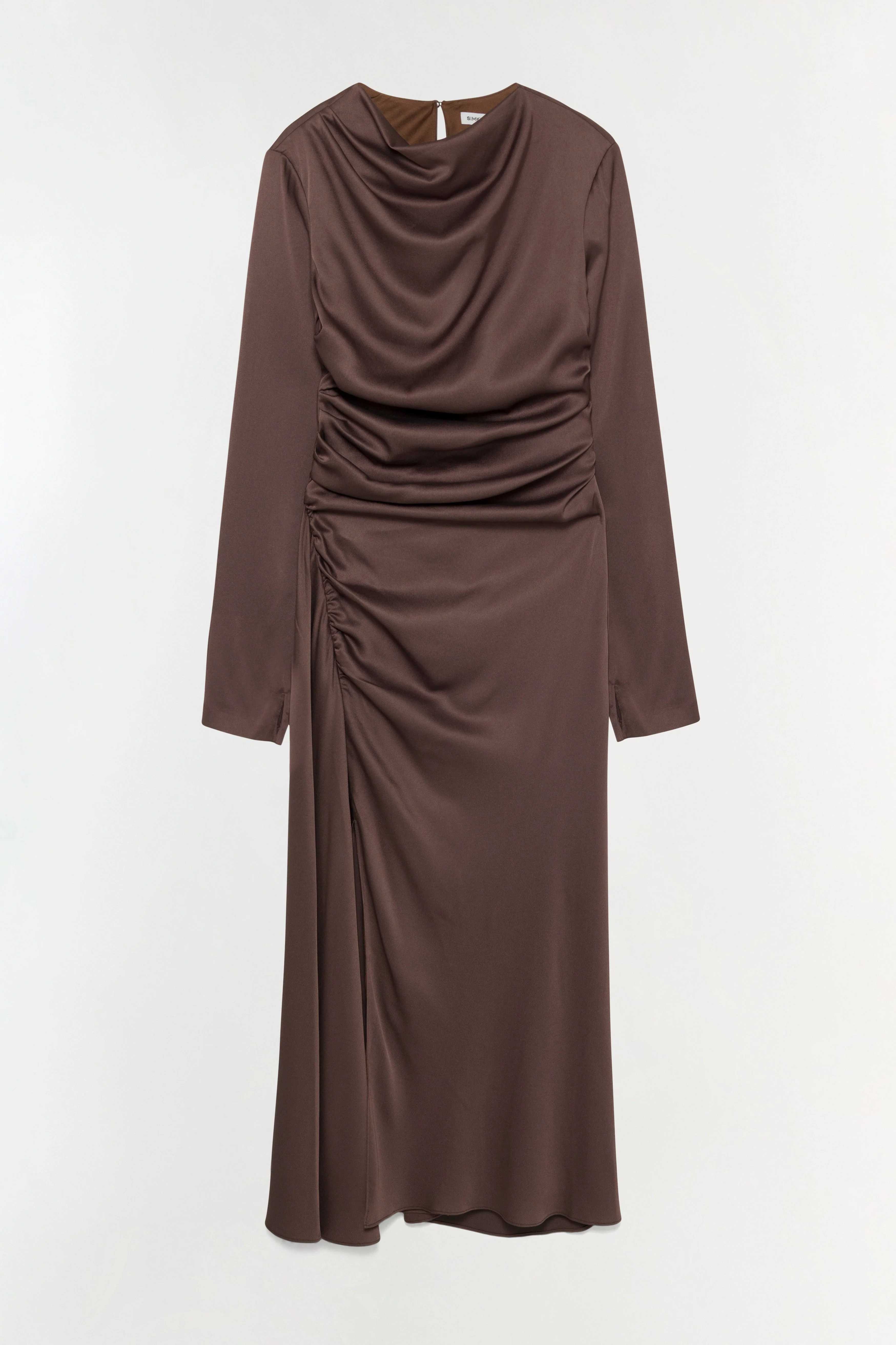 Womens | Odessa Satin Midi Dress | Chocolate