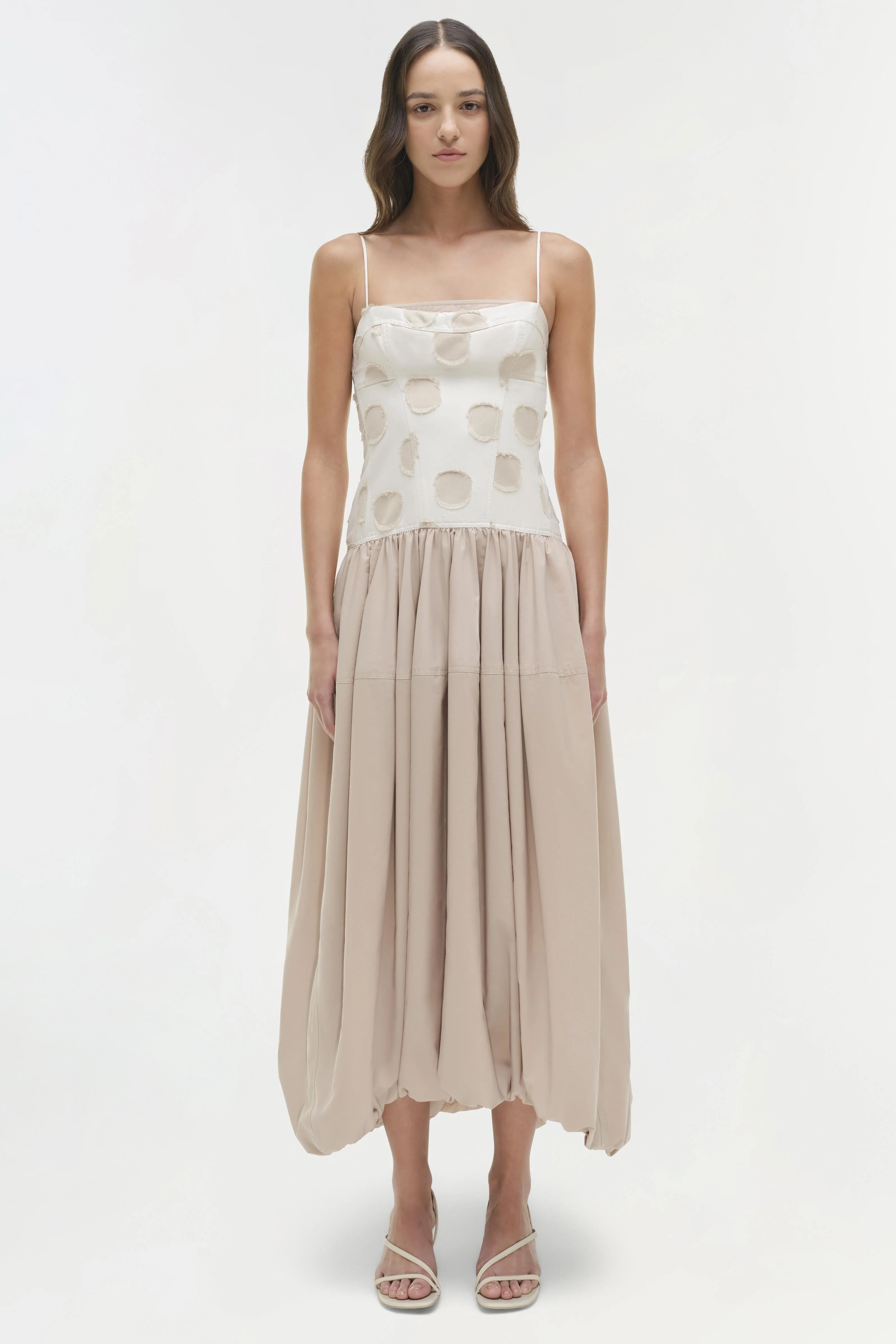 Womens | Pfeiffer Midi Dress | Sand Polka Dot - Image 6