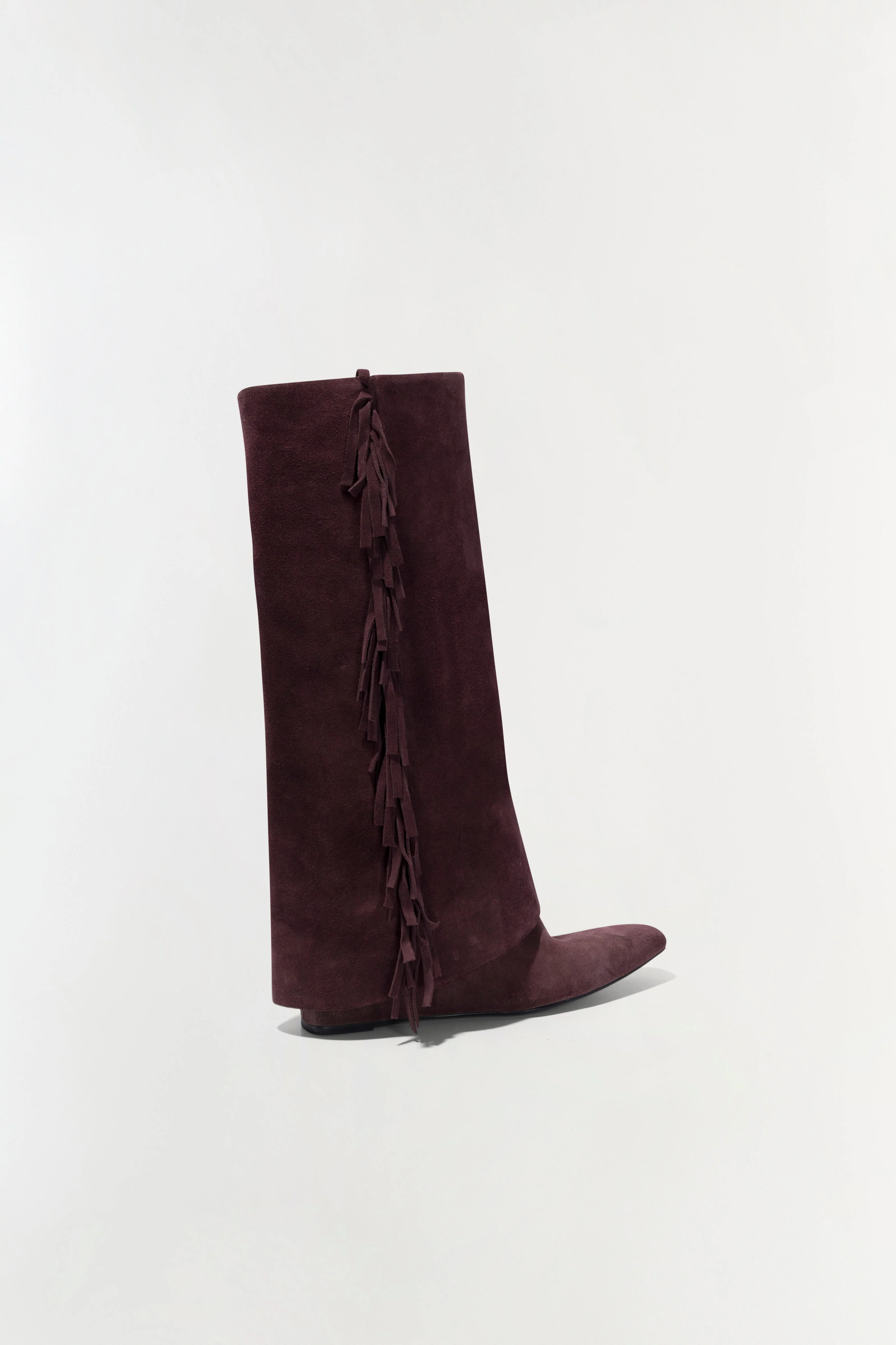 Womens | Quinn Suede Fringe Boot | Cacao - Image 3