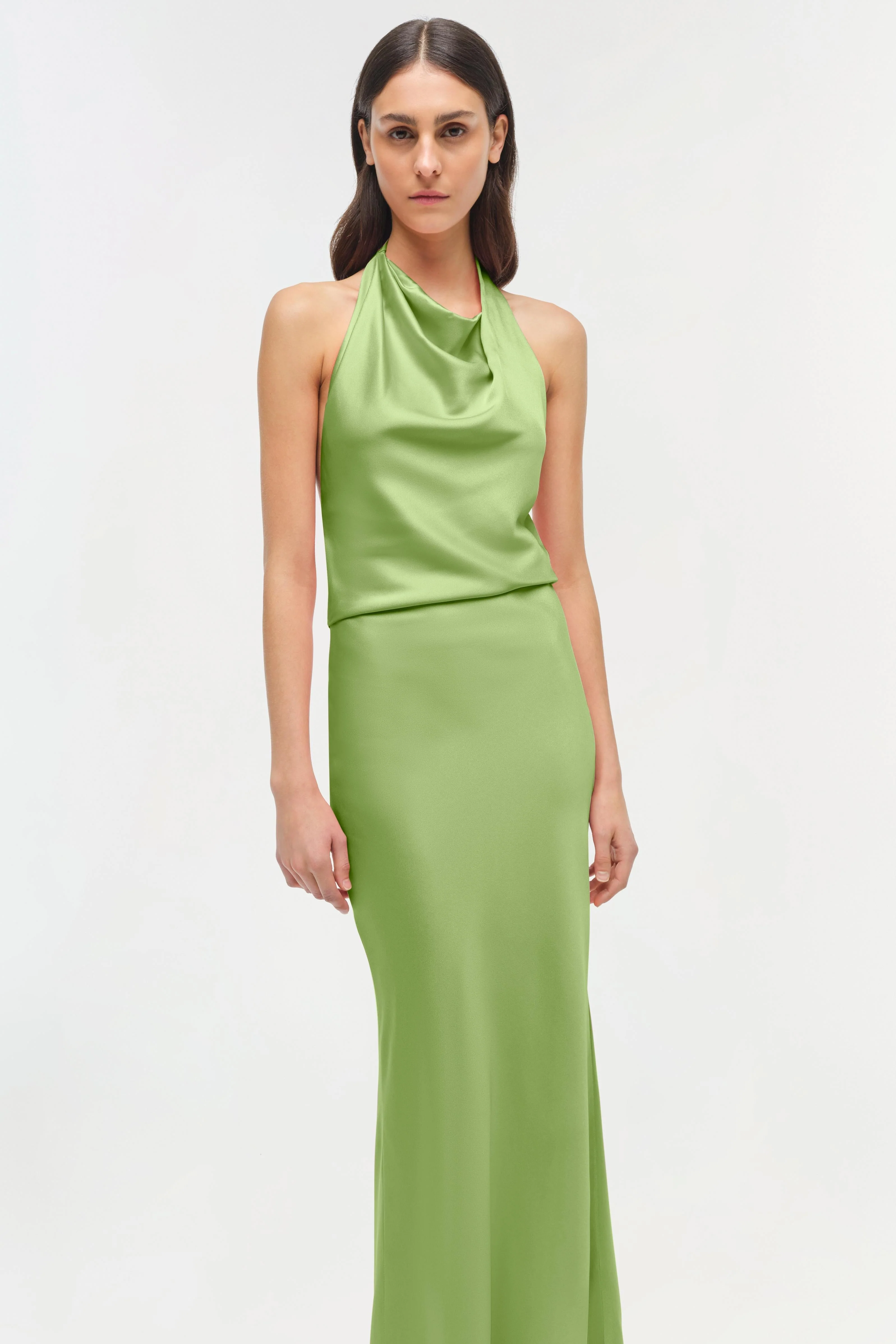 Womens | Reannon Satin Gown | Deep Peridot - Image 3