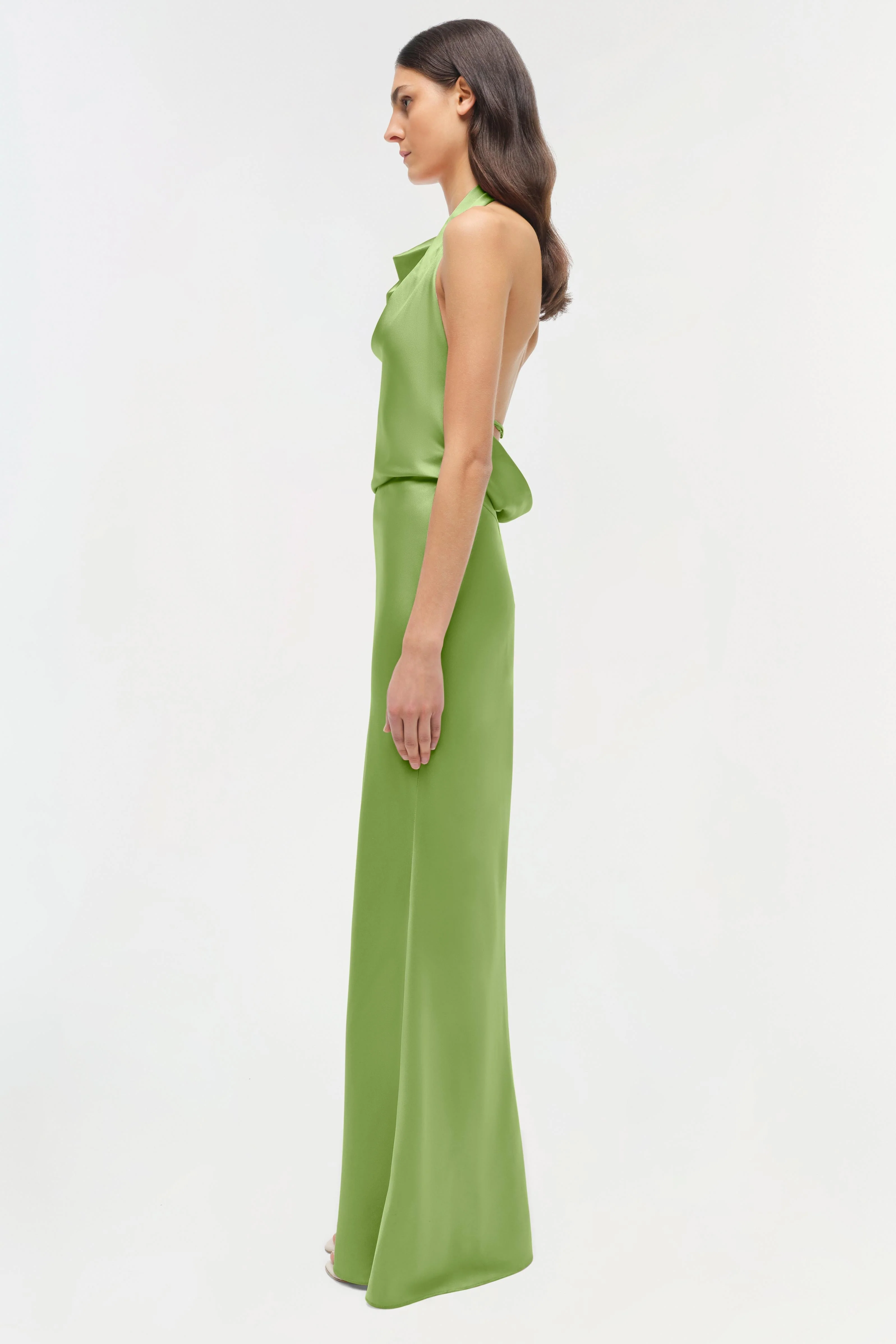 Womens | Reannon Satin Gown | Deep Peridot - Image 4