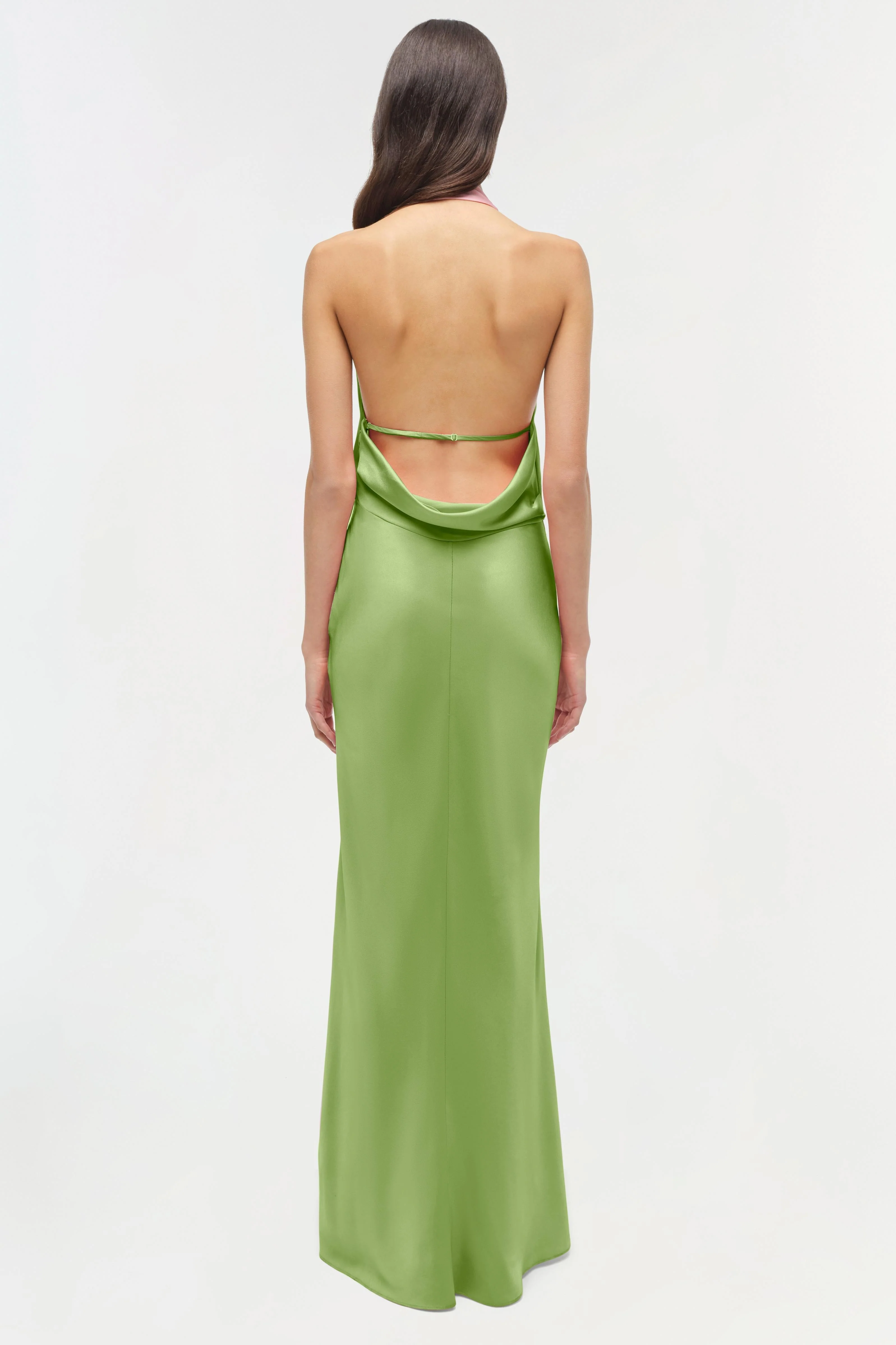 Womens | Reannon Satin Gown | Deep Peridot - Image 5