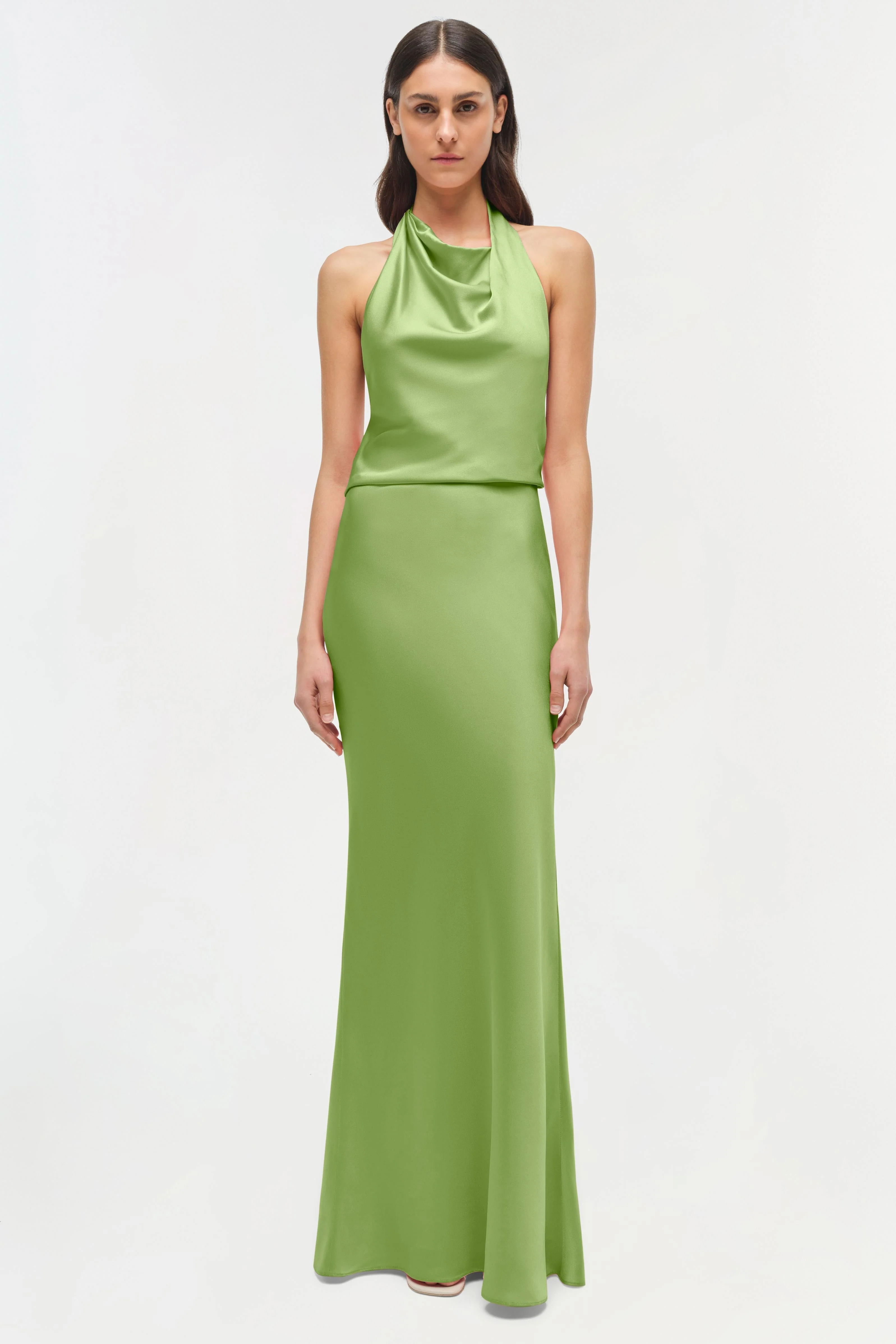 Womens | Reannon Satin Gown | Deep Peridot - Image 6