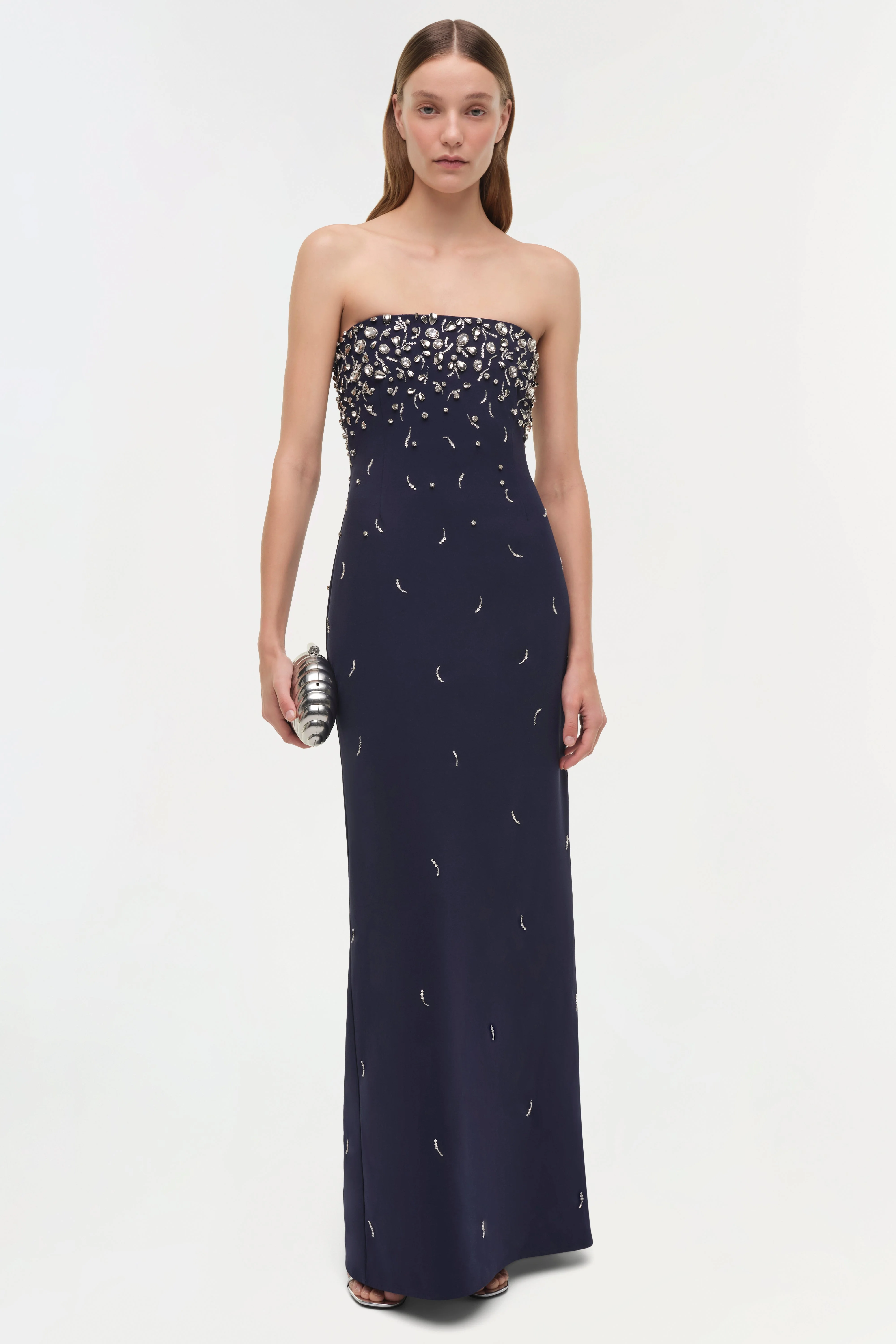 Womens | Reign Embellished Strapless Gown | Midnight Silver - Image 2