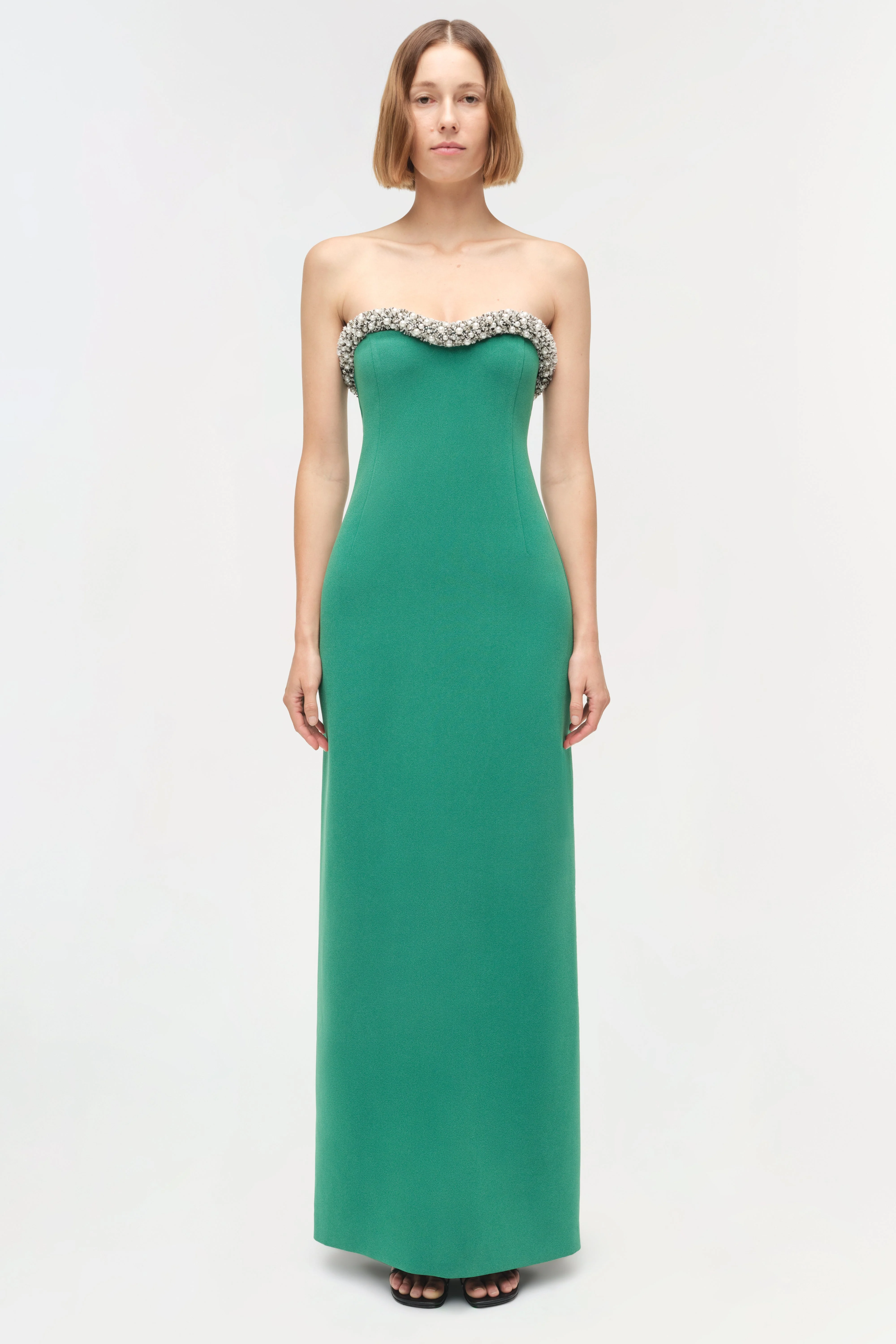 Womens | Riona Embellished Bustier Gown | Kelly Green - Image 6