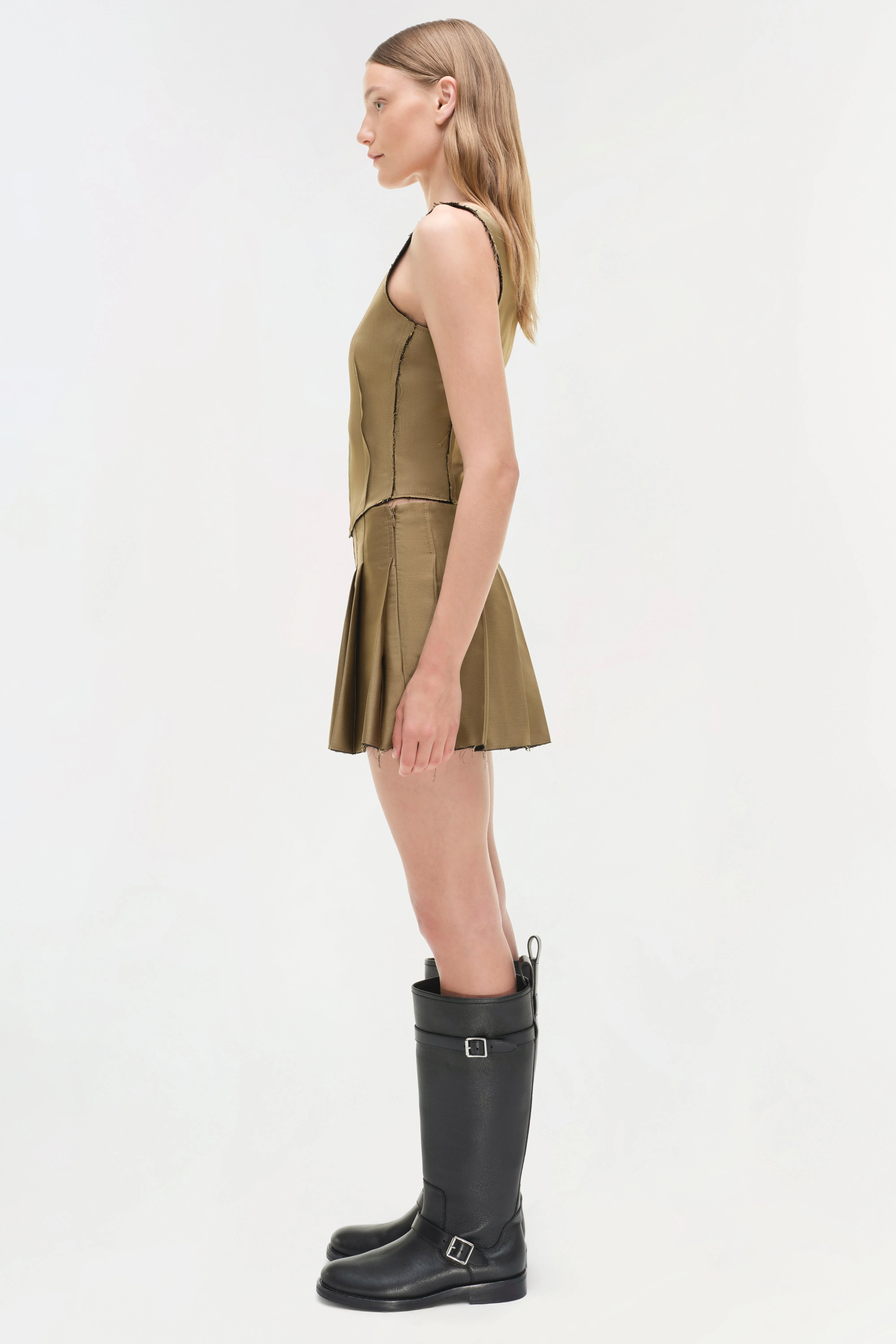 Womens | Rives Pleated Mini Skort | Bronze Multi - Image 4