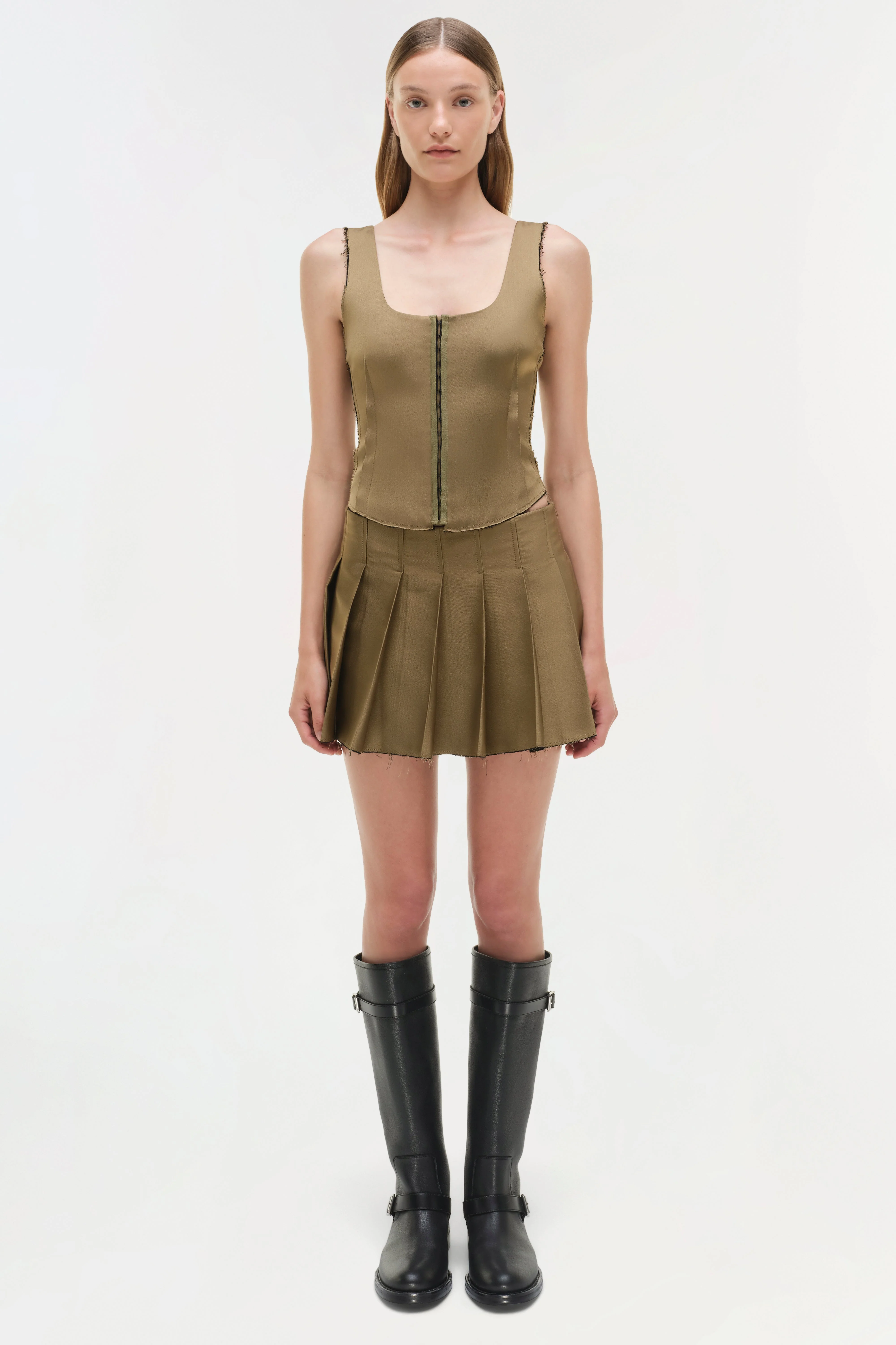 Womens | Rives Pleated Mini Skort | Bronze Multi - Image 6