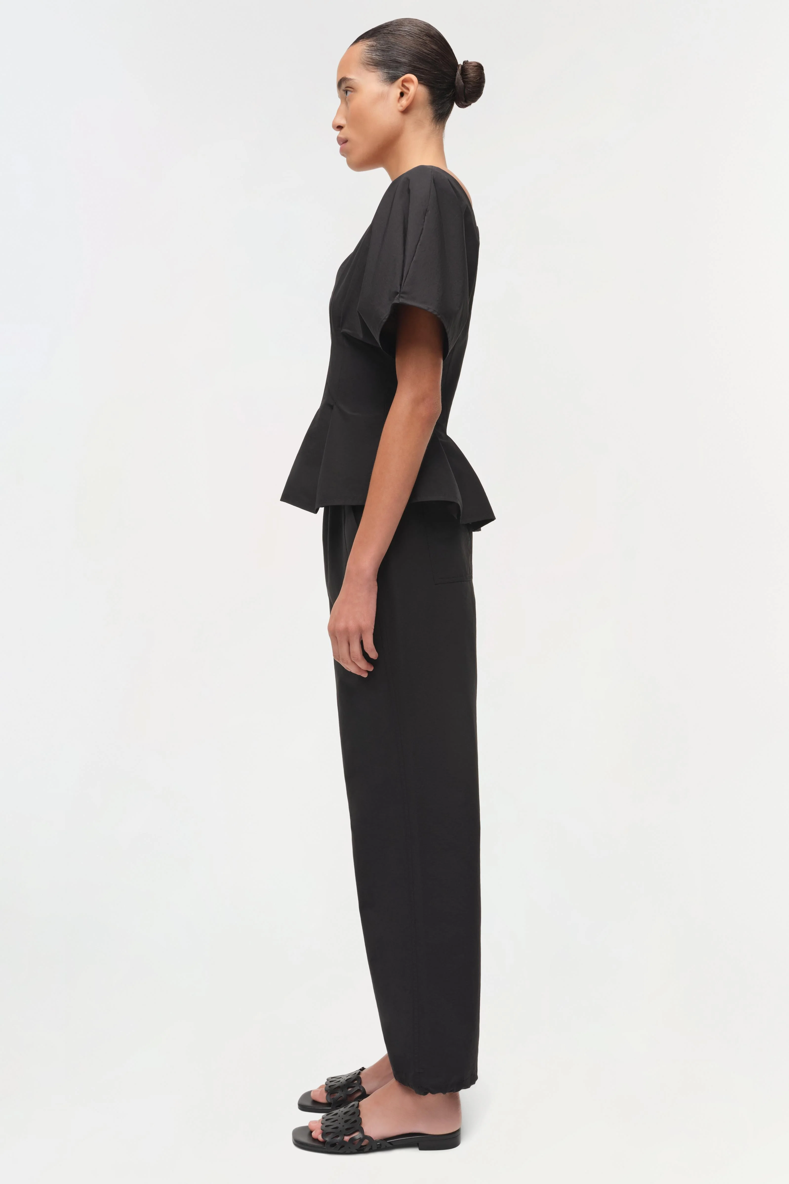 Womens | Rozen Cotton Faille Top | Black - Image 4
