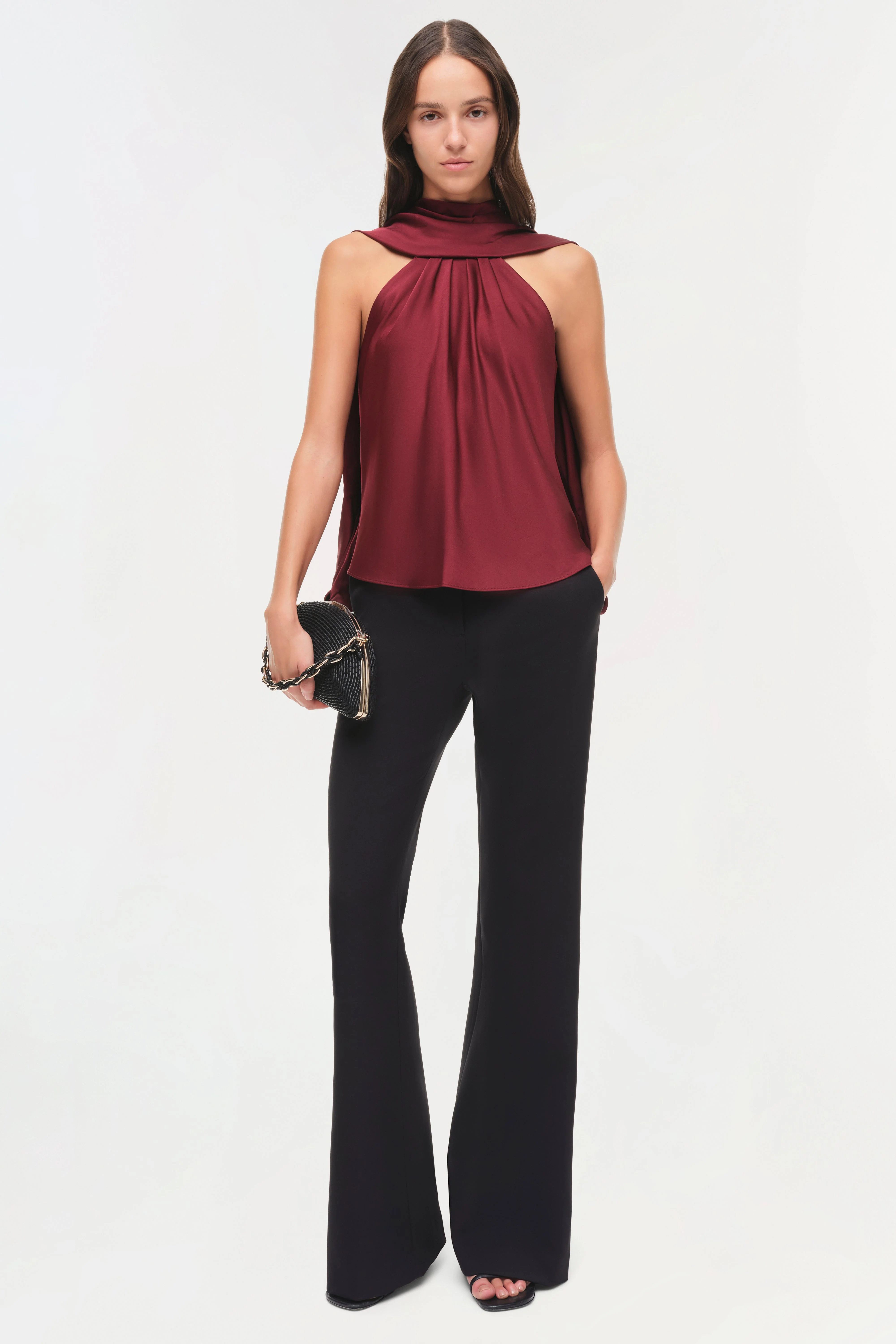 Womens | Scarlett Satin Cape Top | Oxblood - Image 2