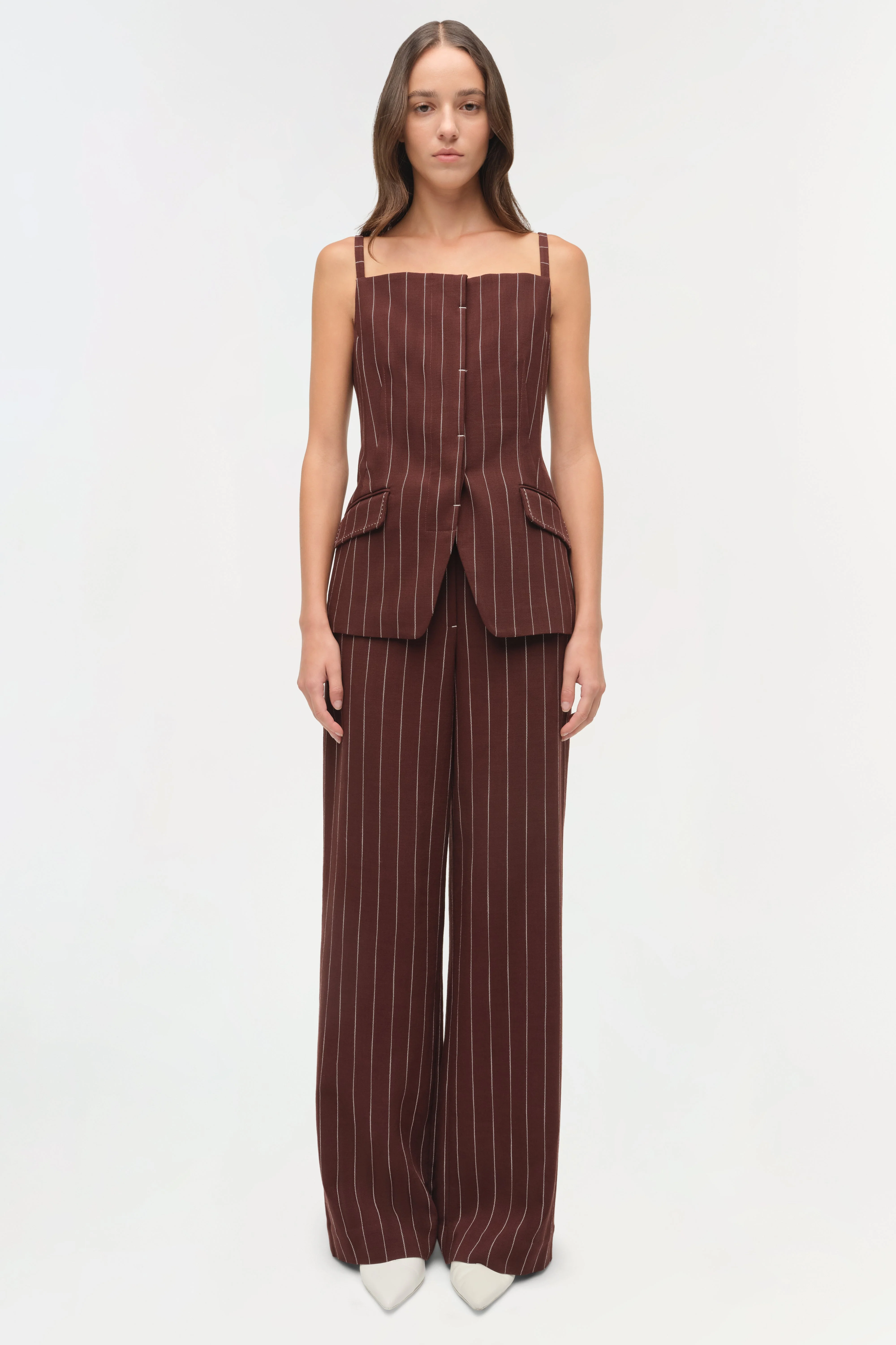 Womens | Tavar Suiting Pants | Mahogany Stripe - Image 6