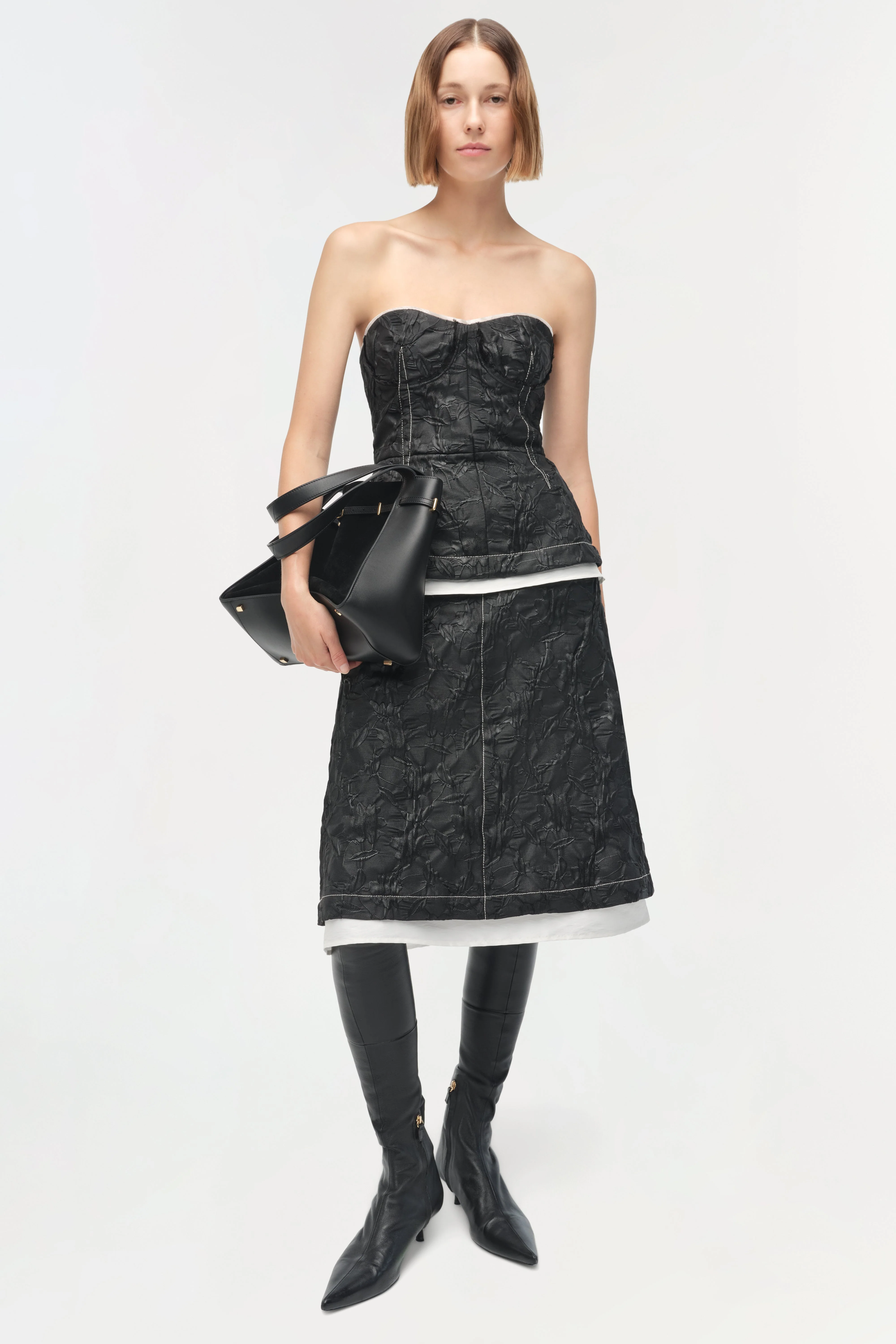 Womens | Vionna Jacquard Midi Skirt | Black - Image 2