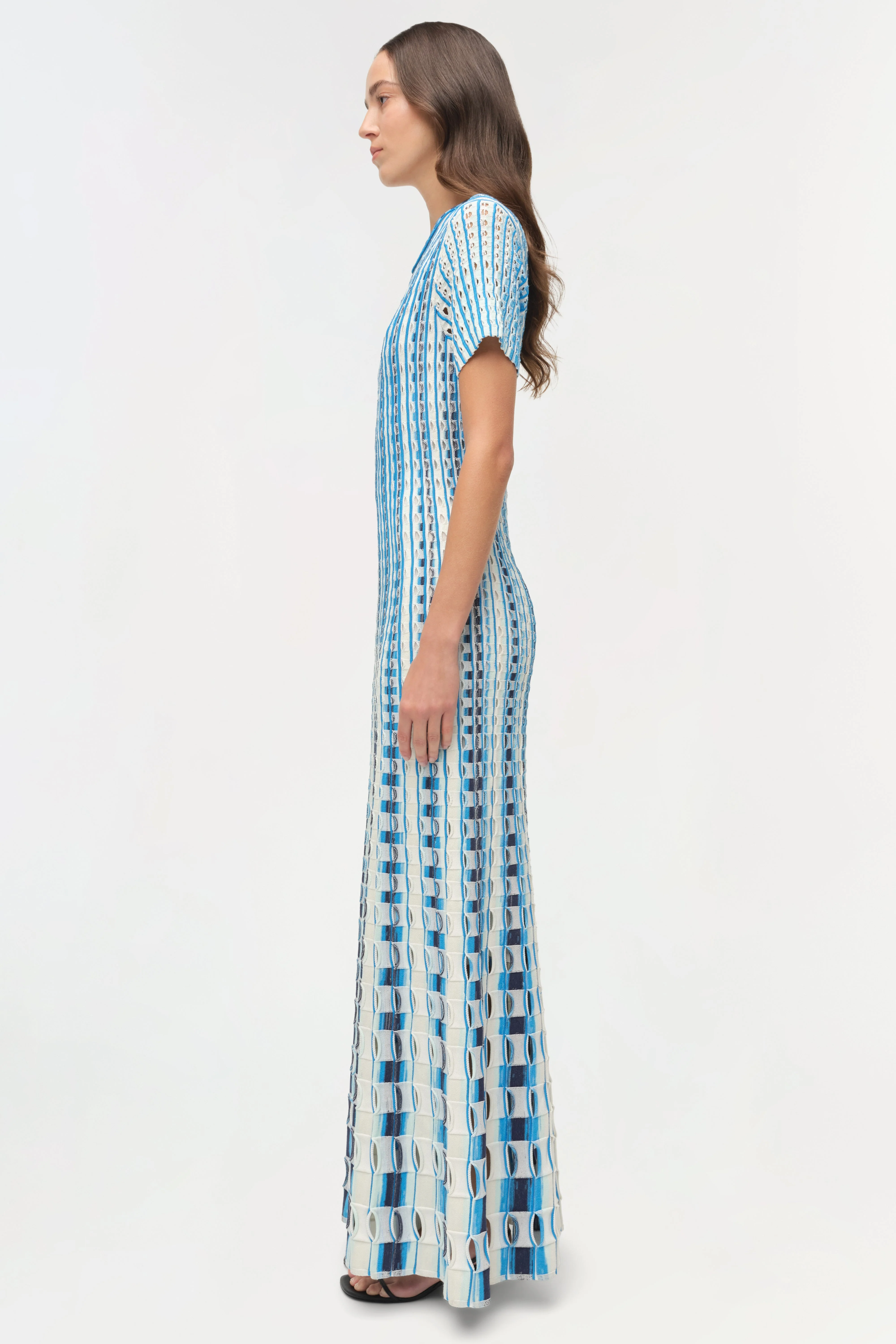 Womens | Zaida Eyelet Knit Midi Dress | Azure Multi - Image 4
