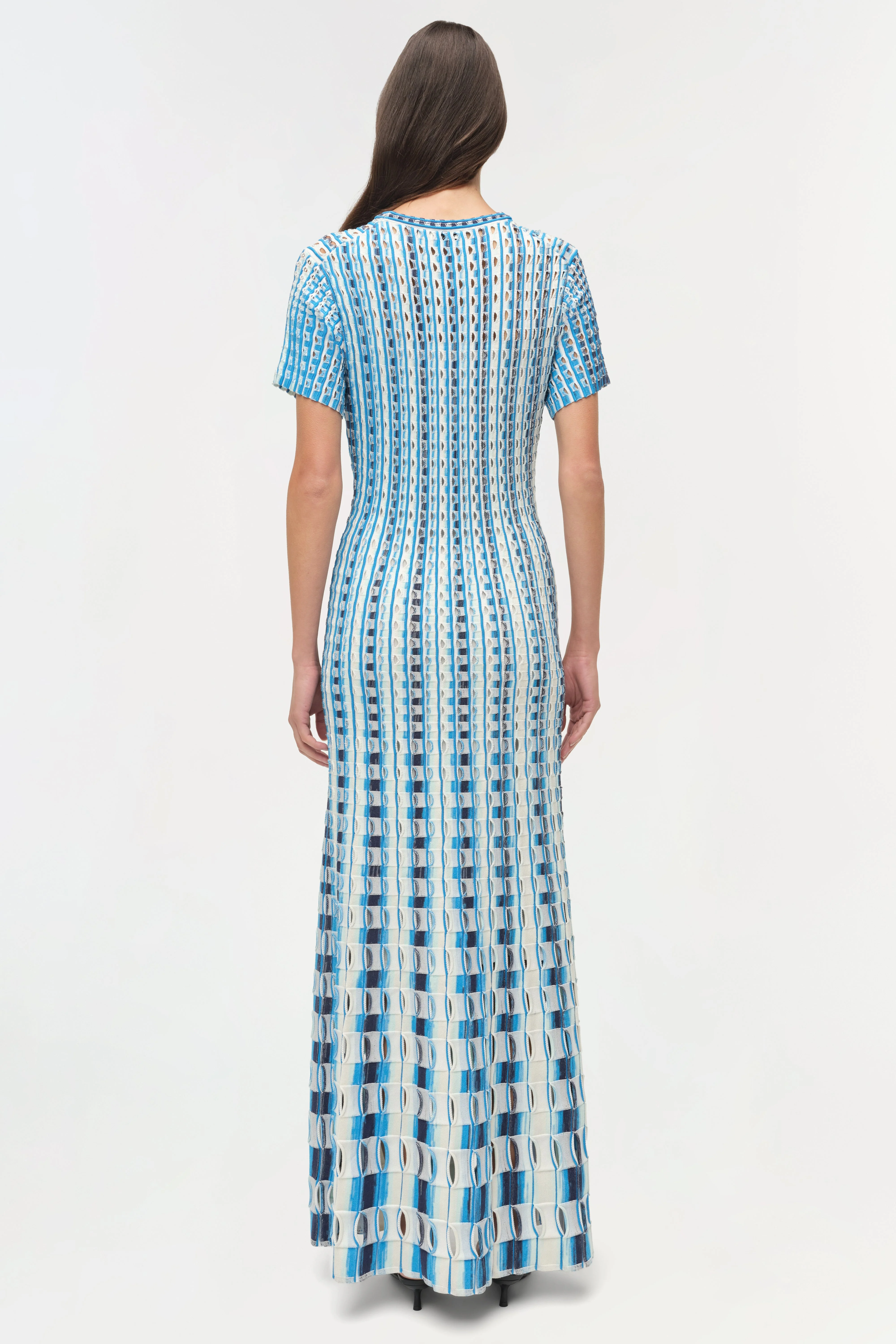 Womens | Zaida Eyelet Knit Midi Dress | Azure Multi - Image 5
