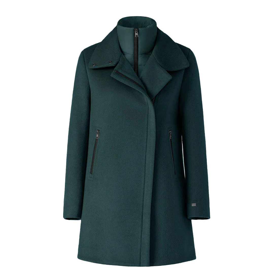 Abbi Coat With Bib In Wool | Midnight Forest