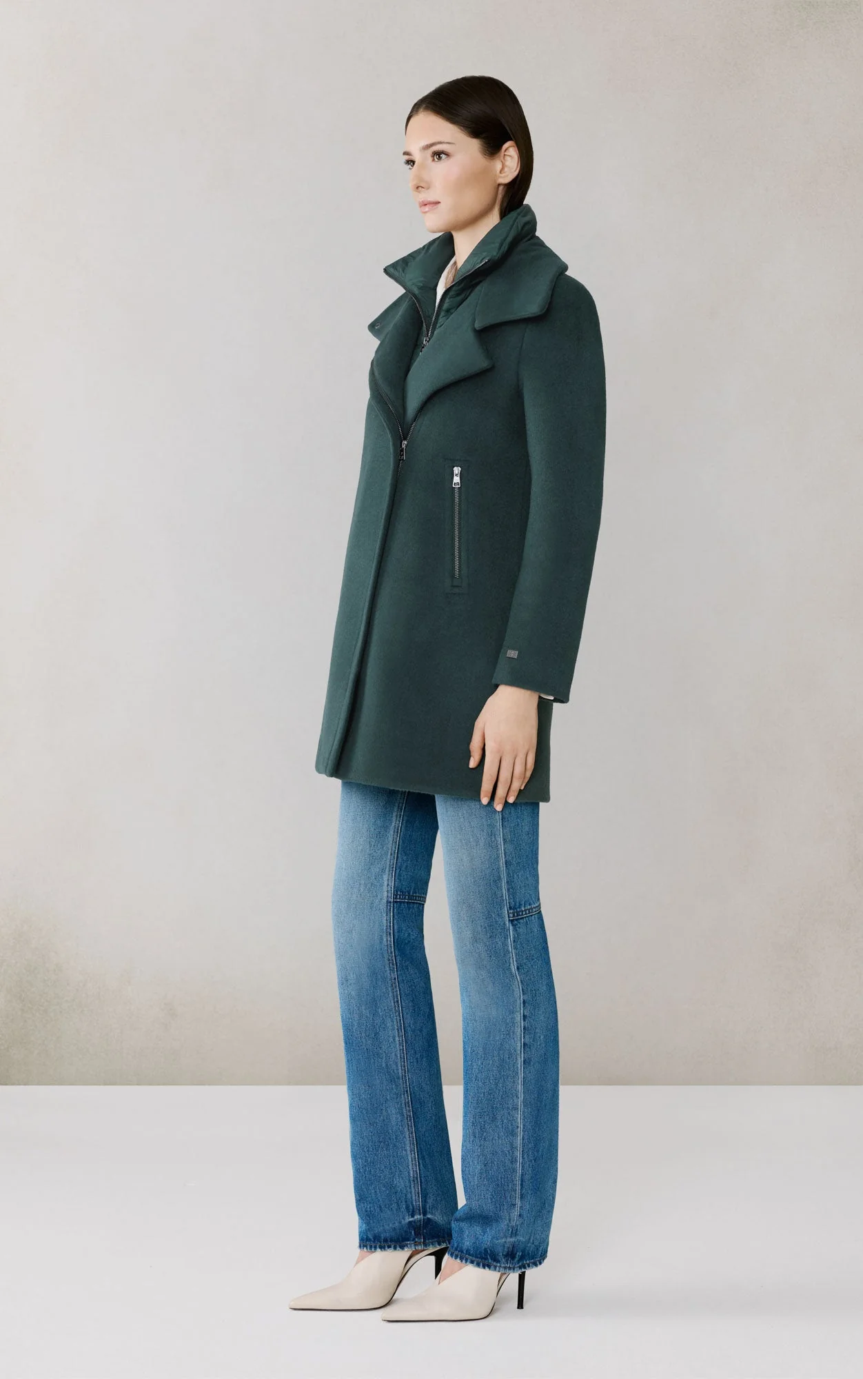 Abbi Coat With Bib In Wool | Midnight Forest - Image 5
